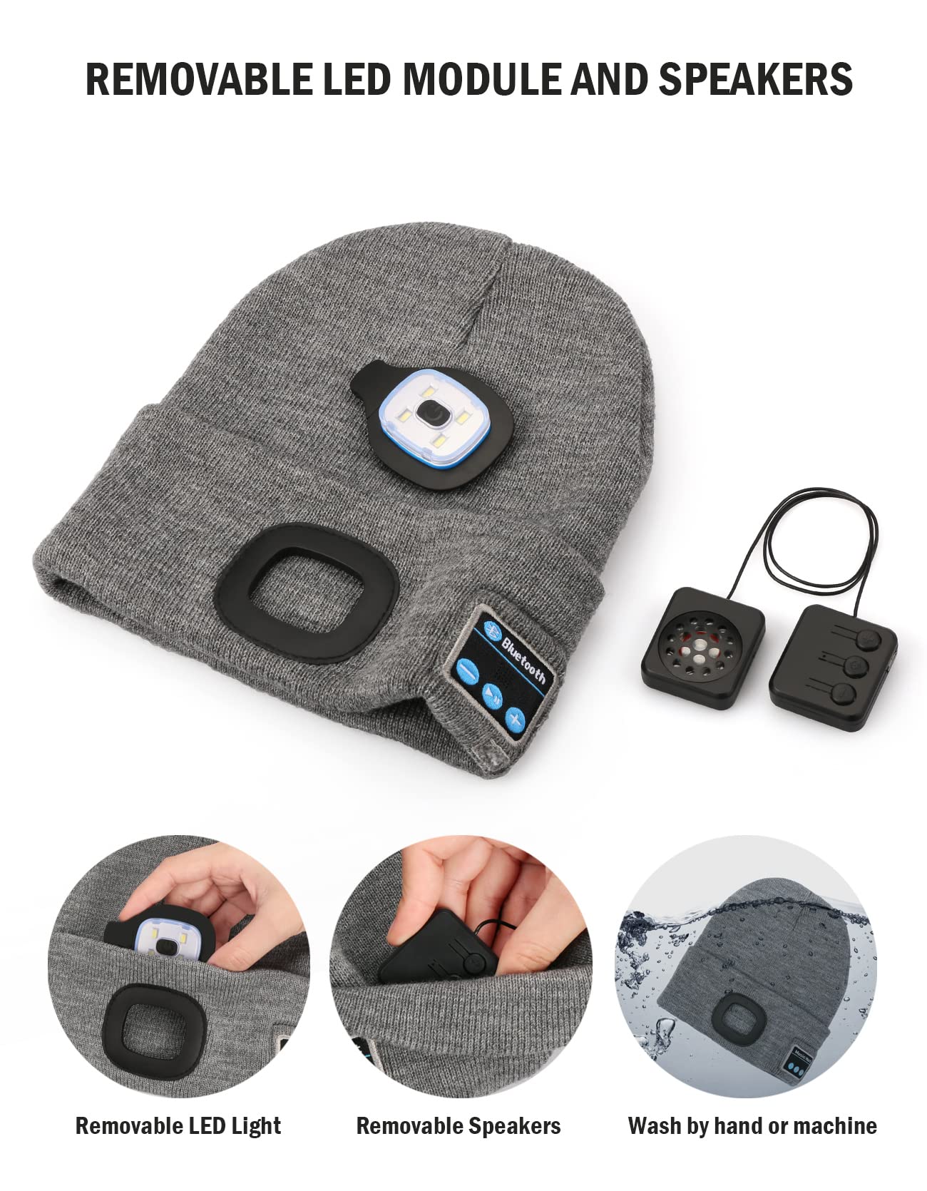 Wmcaps Bluetooth Beanie with LED Light, Winter Hat Gifts for Men Women - Wmcaps Official Product View 3