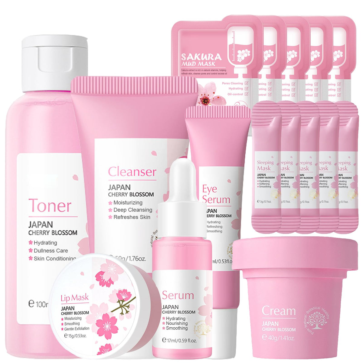 Sakura Face Care Set for Women 17Pcs Moisturizing Skin Care - LAIKME Official Imagery - 2