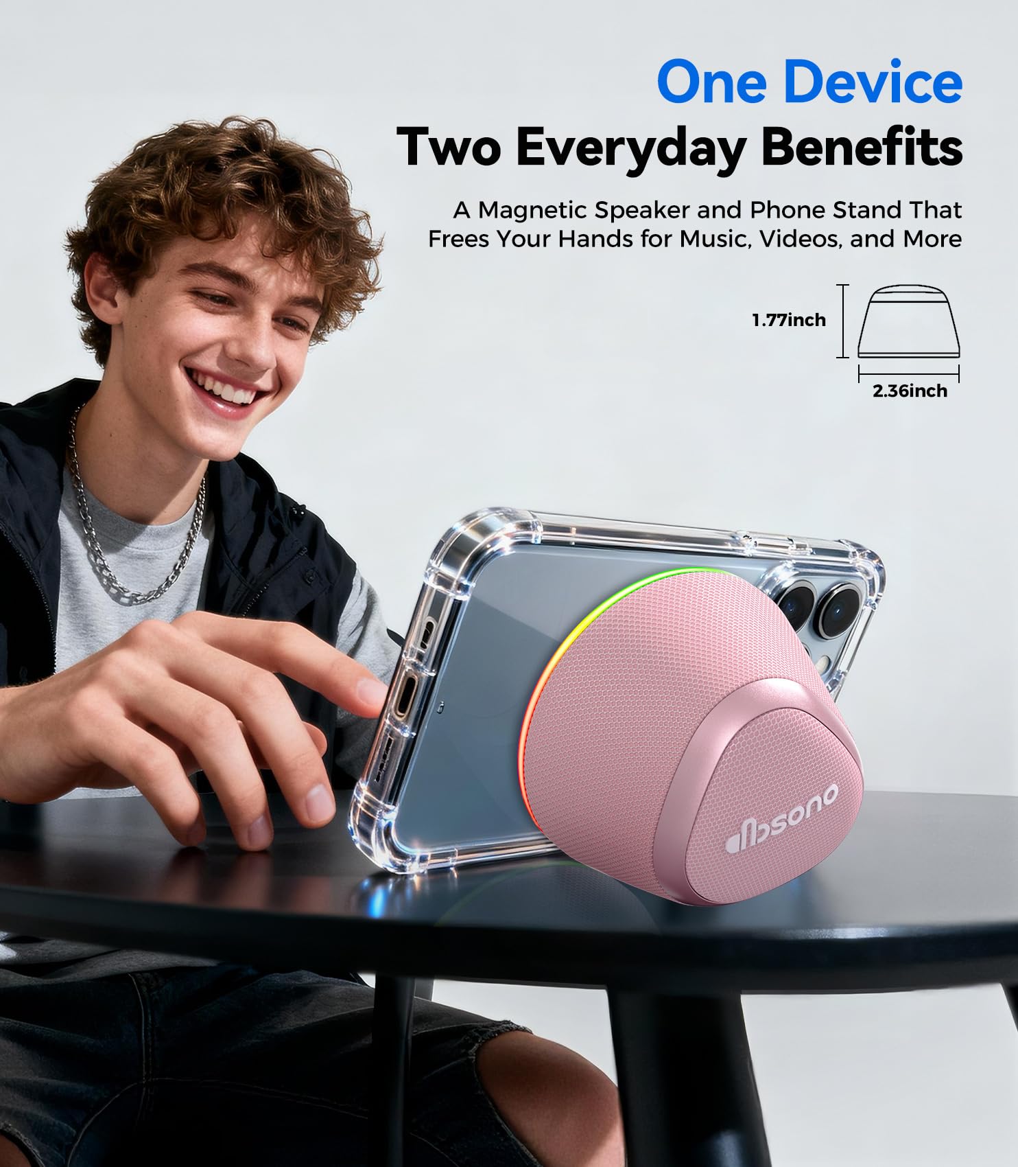 dbsono 2 in 1 Portable Magnetic Bluetooth Speaker, Phone Stand, R - dbsono Official Product View 3
