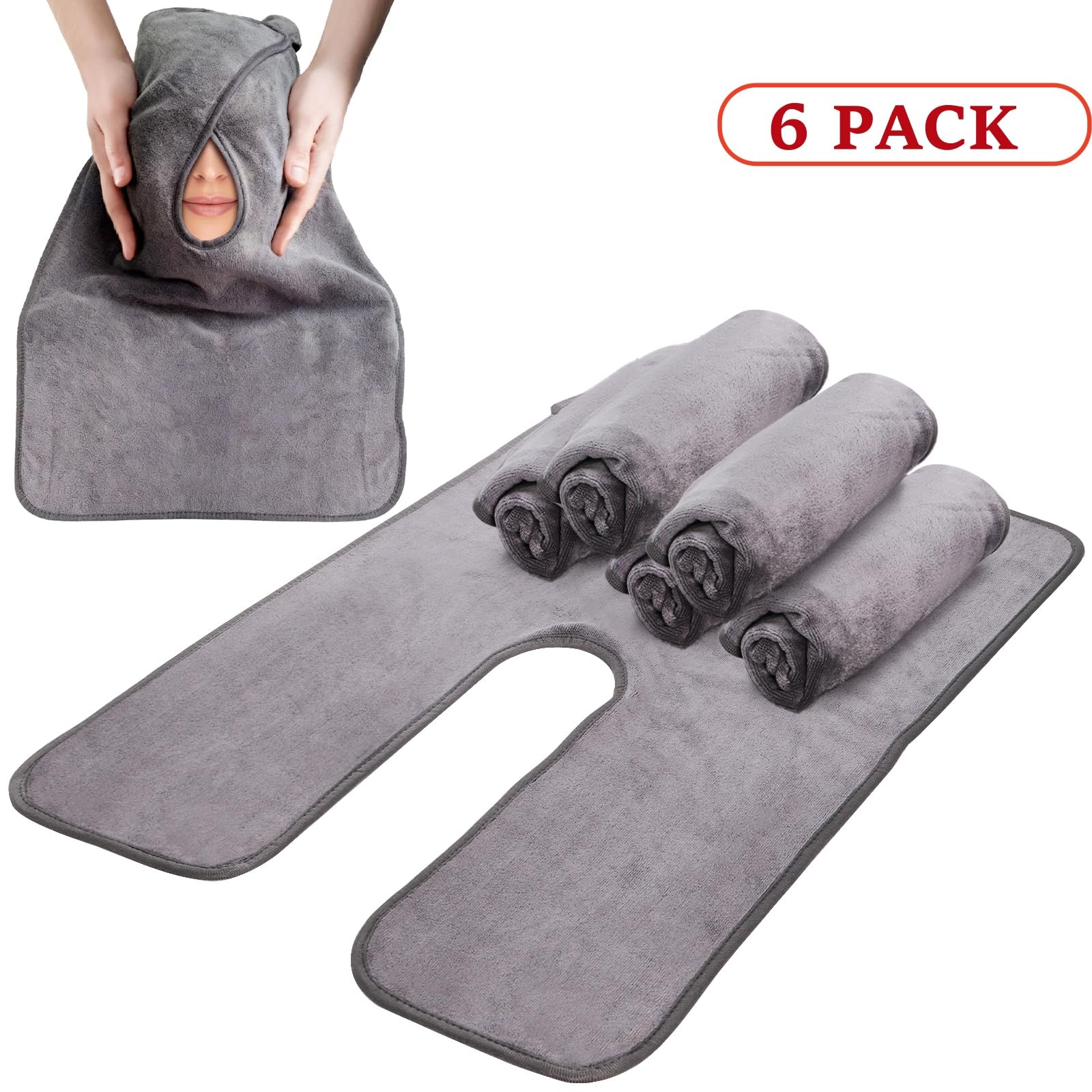 6 Pack Microfiber Face Towels, U-Shaped Spa Towels for - DEAYOU
