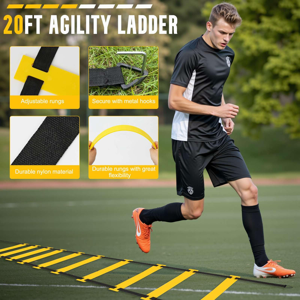 Agility Ladder Soccer Training Equipment Set 4 Agility - YGORTECH Official Imagery - 4