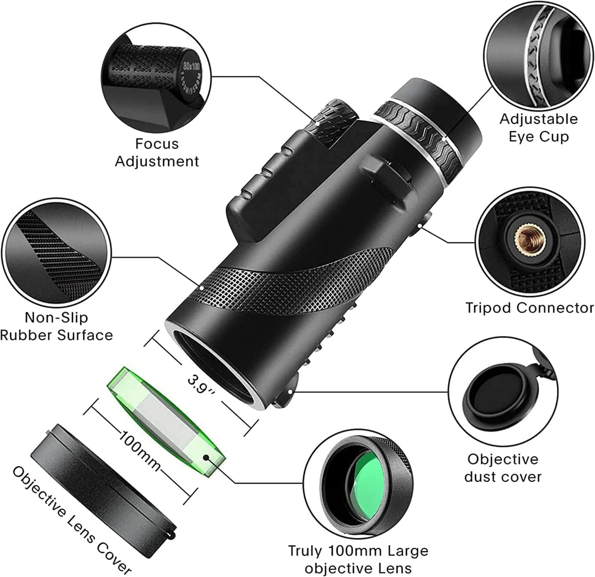 Monocular Telescope 80x100 High Powered Monoculars High - Mulamoy Official Imagery - 3