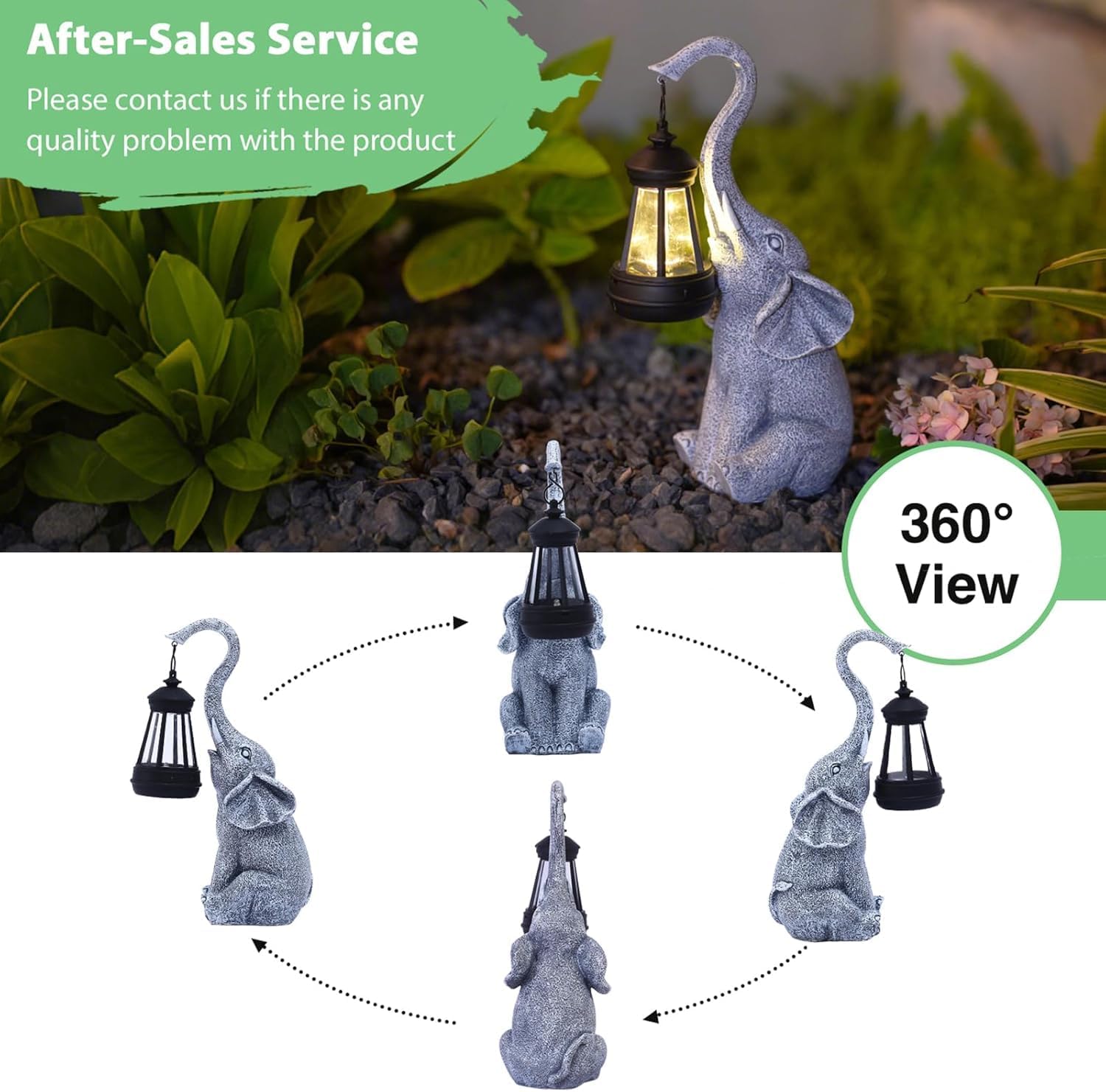 Goodeco elephant garden statue made of durable material, perfect for outdoor decor and gifting, featuring intricate detailing.