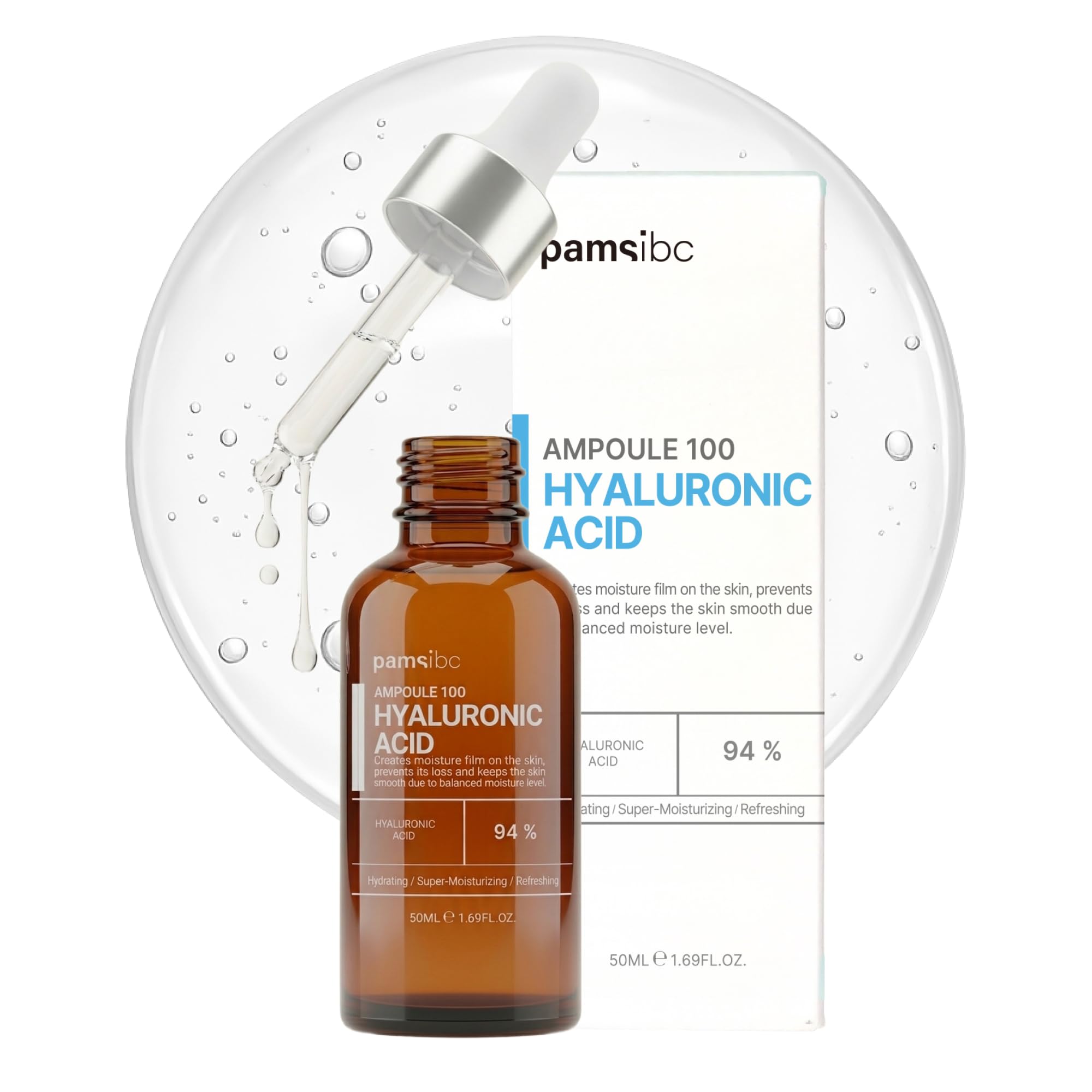 PAMS IBC Ampoule 100 Hyaluronic Acid, 95% HA Complex, - PAMSIBC