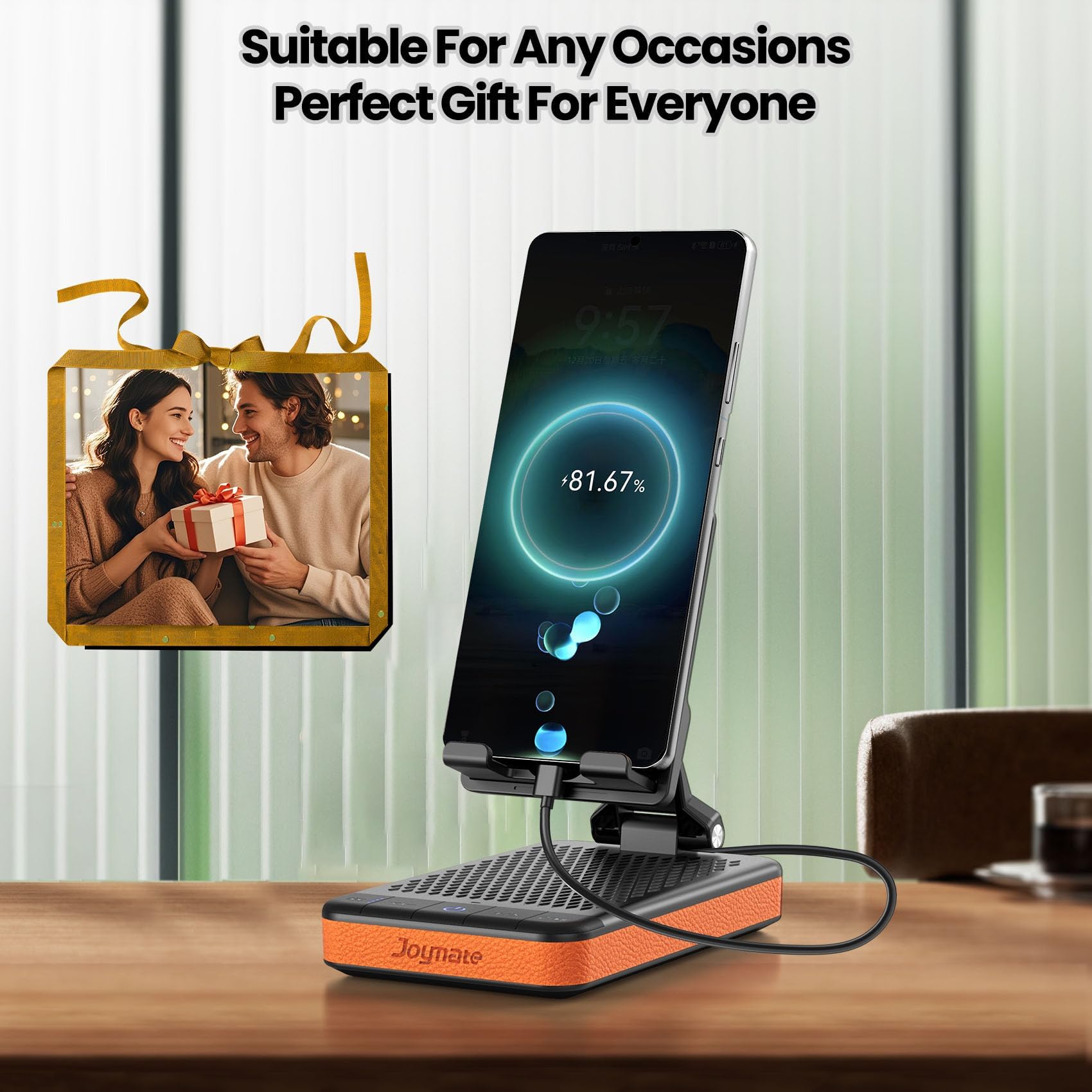 Joymate Portable Charging Phone Stand with 2 Speakers, Gift for Men Wo - View 6