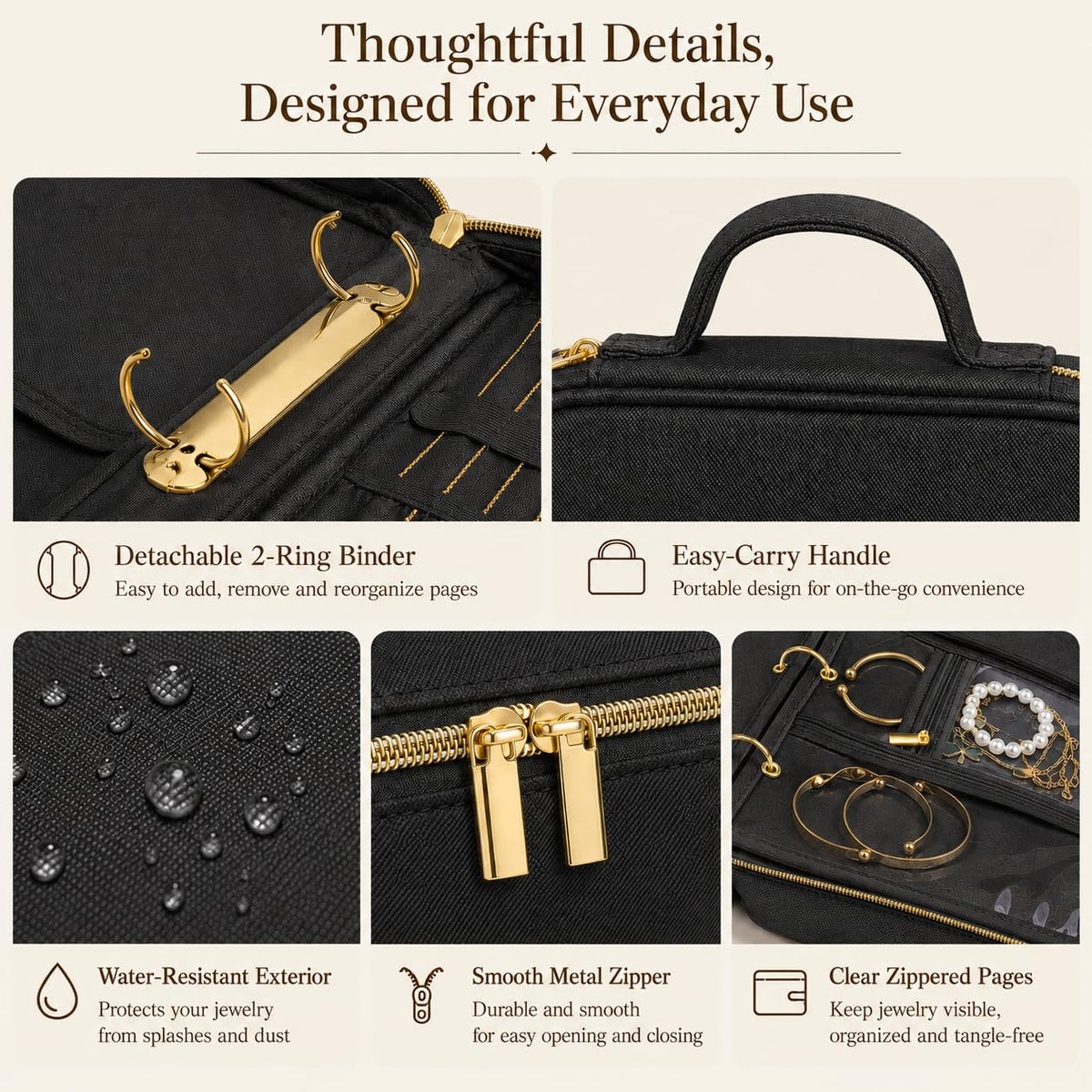 Travel Jewelry Case Organizer for Women Detachable Pouches - Vutlue Official Imagery - 5