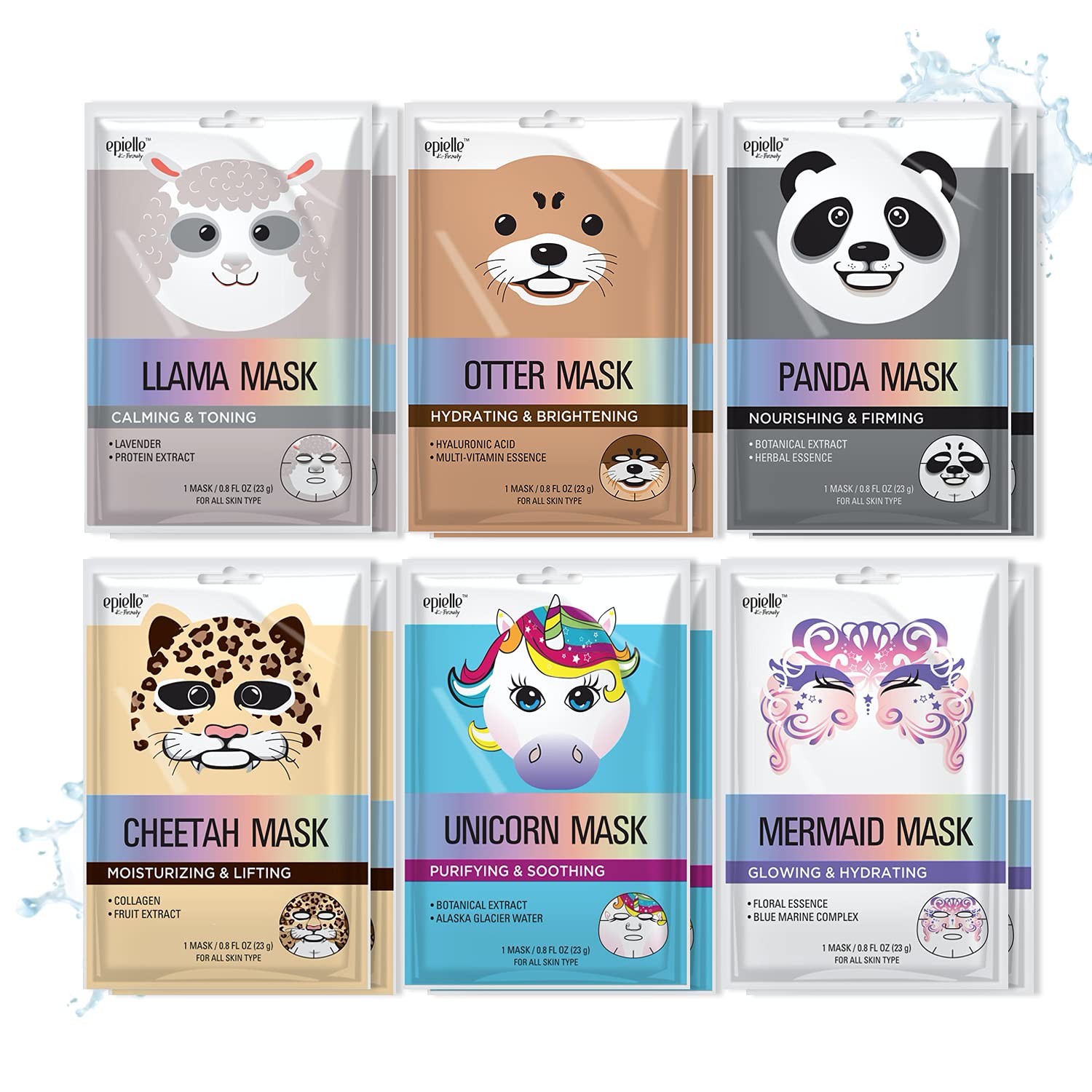 Epielle Character Face Mask Mystical Safari 6 Pack, Fun &amp; - Epielle