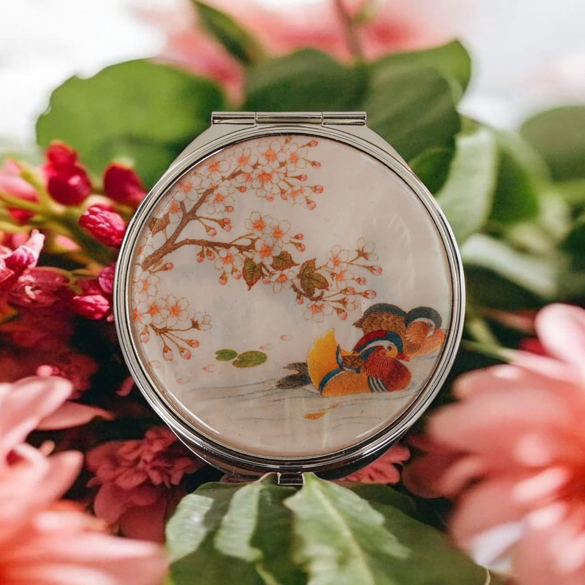 Mother of Pearl Compact Mirror Dual Magnification Gift for - February Mountain Official Imagery - 3