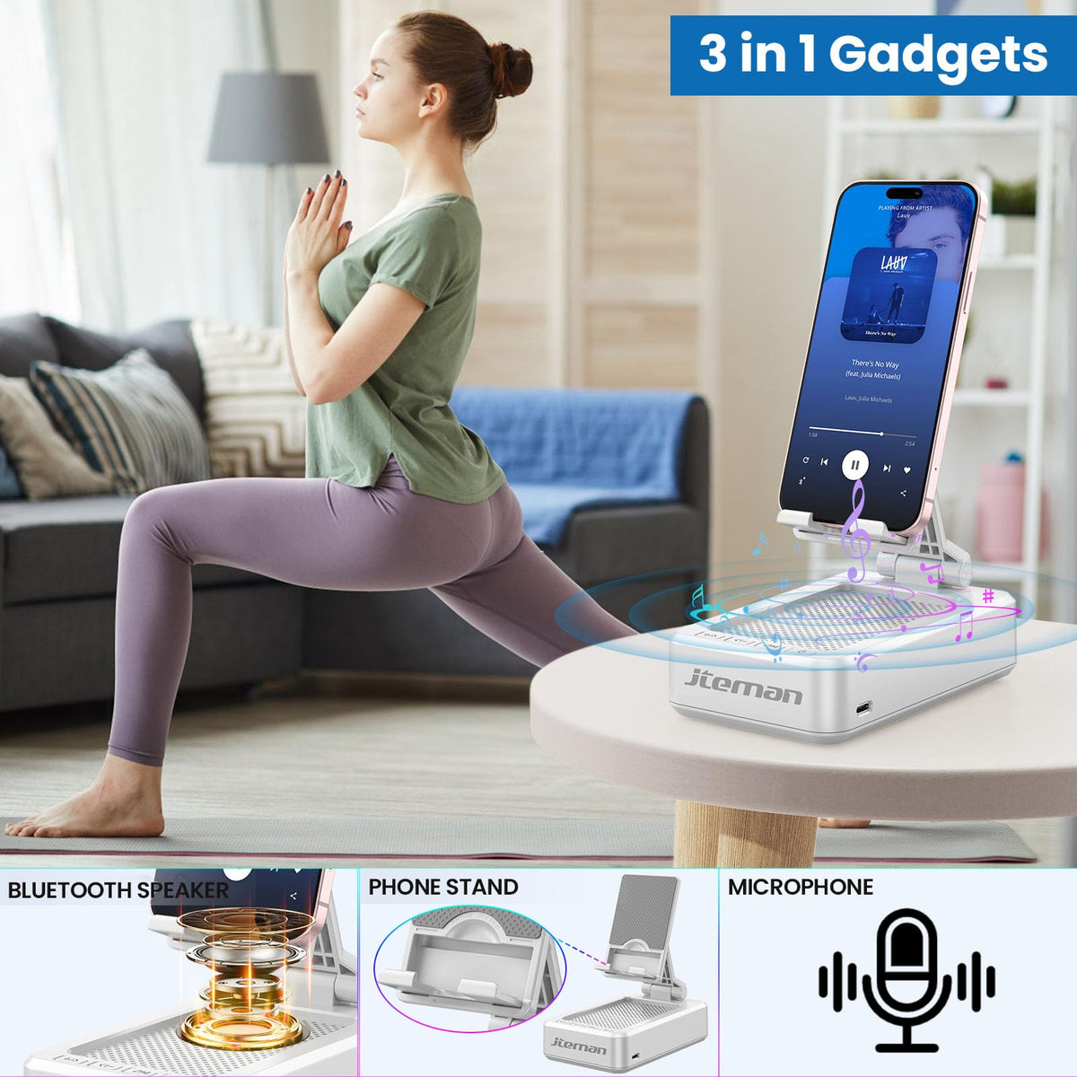 JTEMAN Cell Phone Stand with Bluetooth Speaker Gifts for Men - JTEMAN Official Imagery - 3