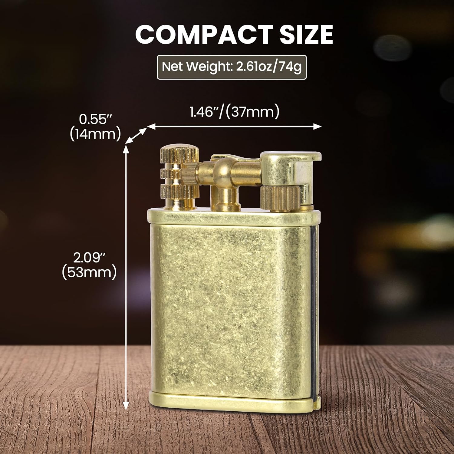 Vintage metal trench lighter by Choicedc featuring a permanent match design and sleek, unique pipe-inspired styling.