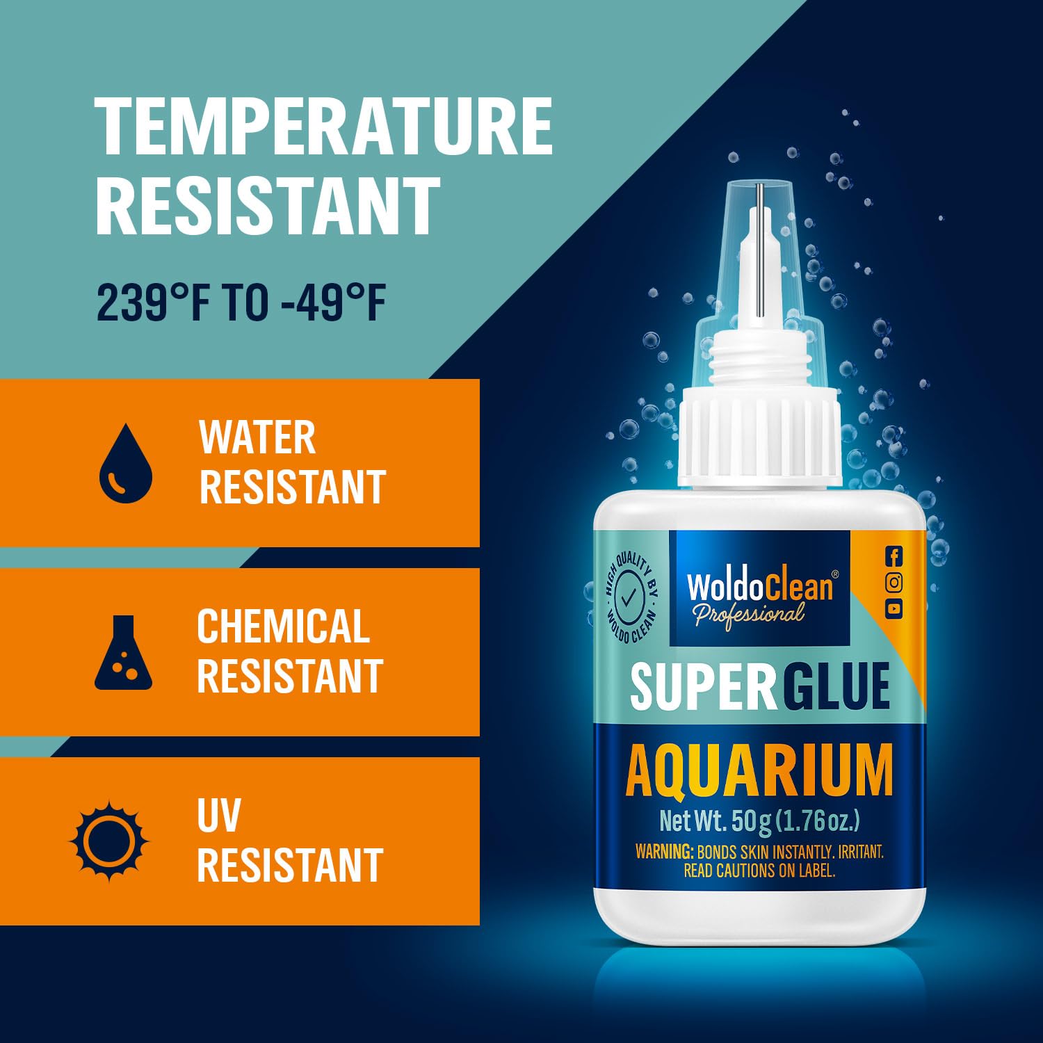 WoldoClean Aquarium Super Glue for mosses and freshwater plants, clear adhesive for secure plant attachment in aquarium tanks
