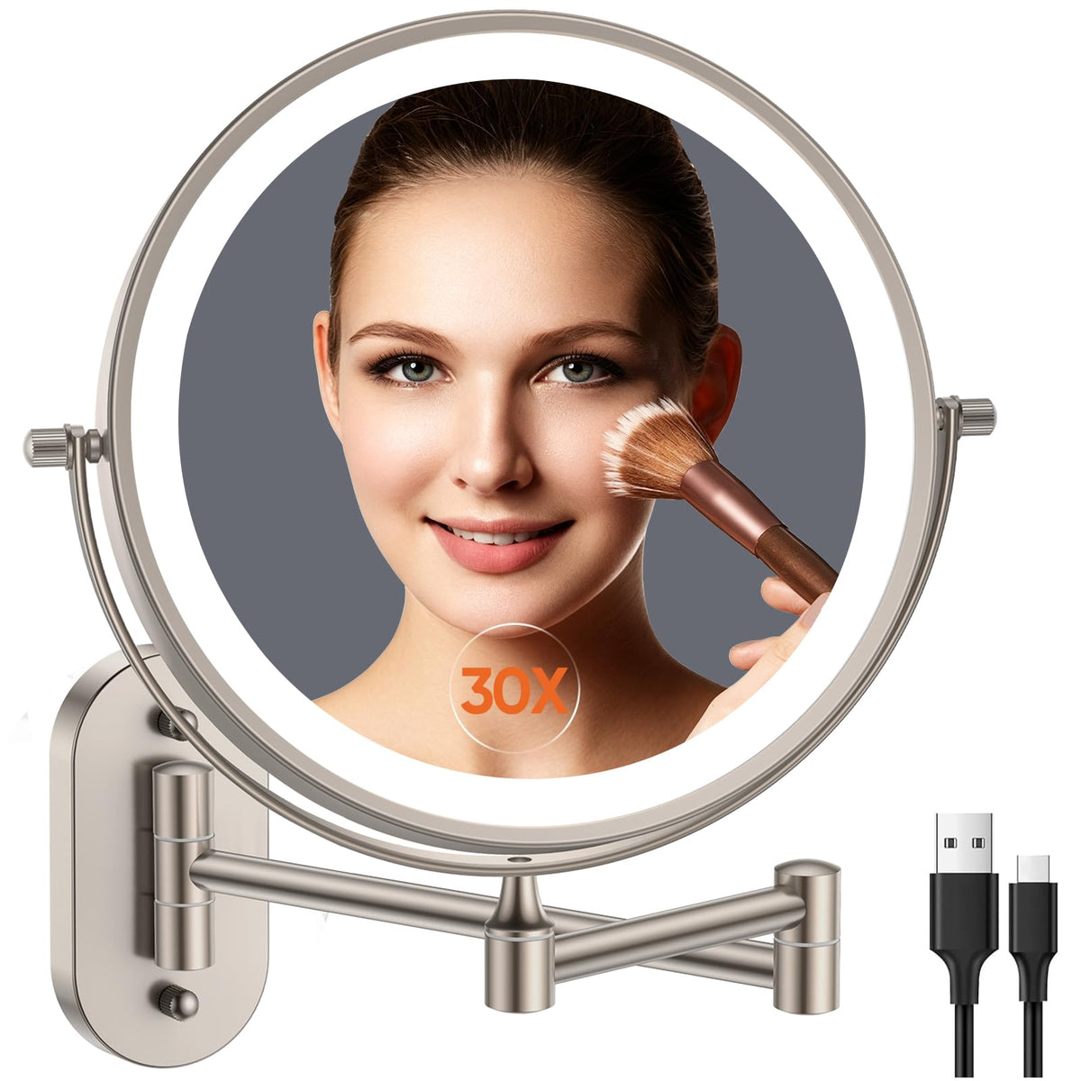 5000mAh Rechargeable Wall Mounted Lighted Makeup Vanity - FUNTOUCH Official Imagery - 1