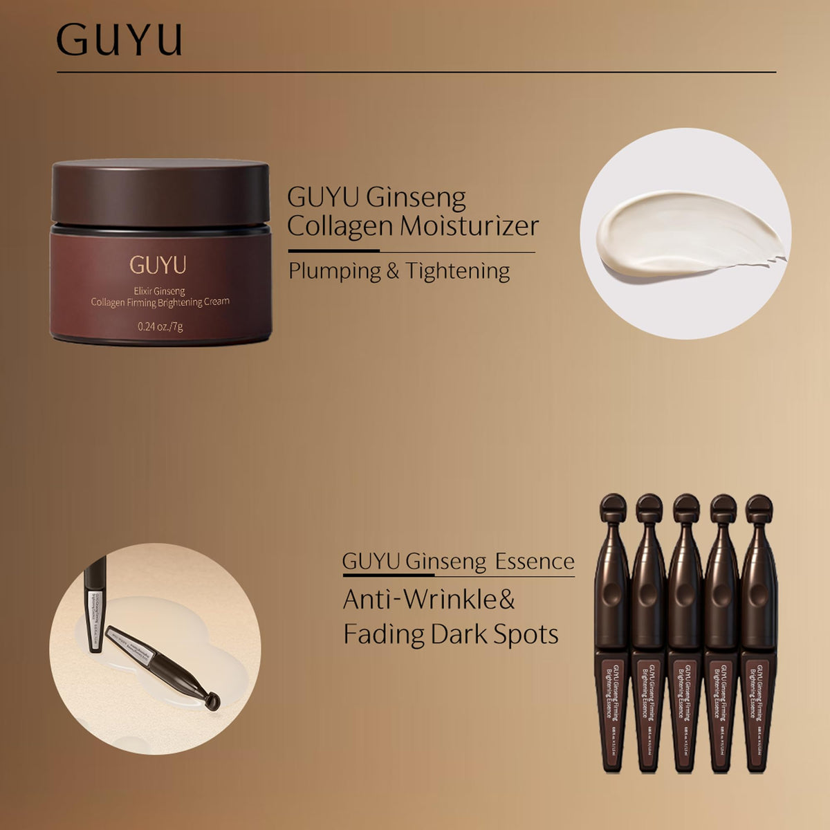 Anti Aging Ginseng Mini Skin Care Set Peptide Collagen For - GUYU Official Imagery - 7