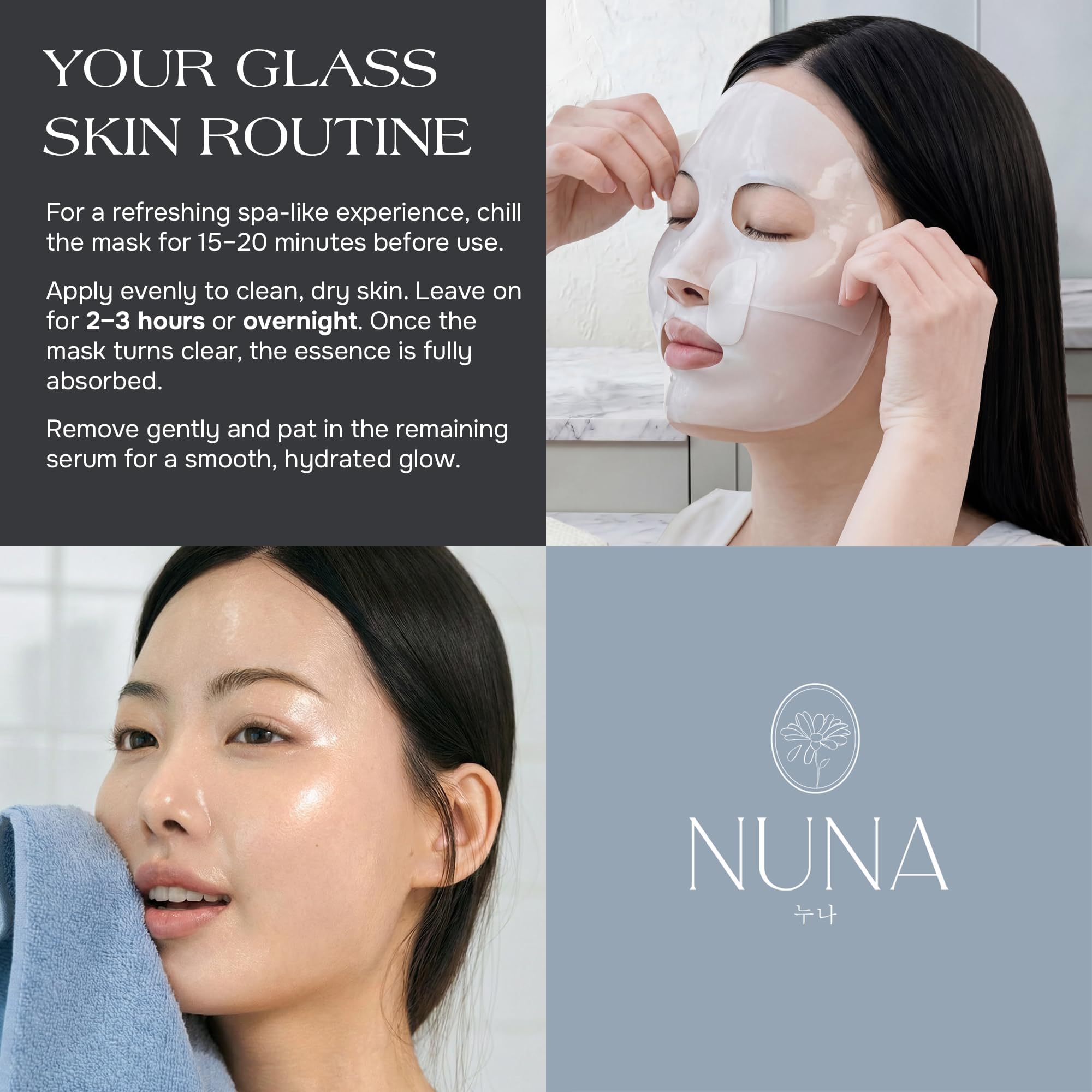 NUNA Volcanic Ash Hydrogel Face Masks with Smile Line Patches – - NUNA