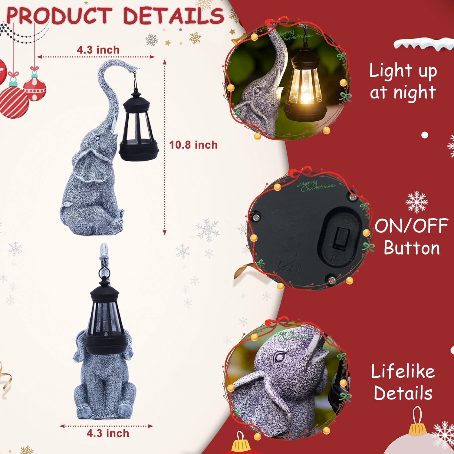 Goodeco elephant garden statue with detailed design, perfect for outdoor decor and gifting, shown in a natural outdoor setting.