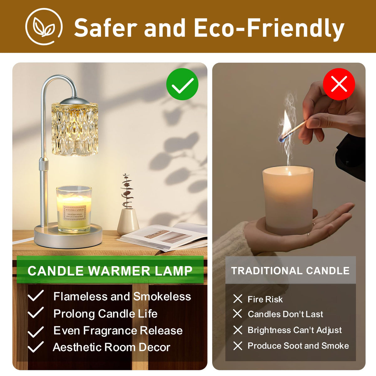 Dimmable Candle Warmer Lamp with Timer Height Adjustable - Briever Official Imagery - 4