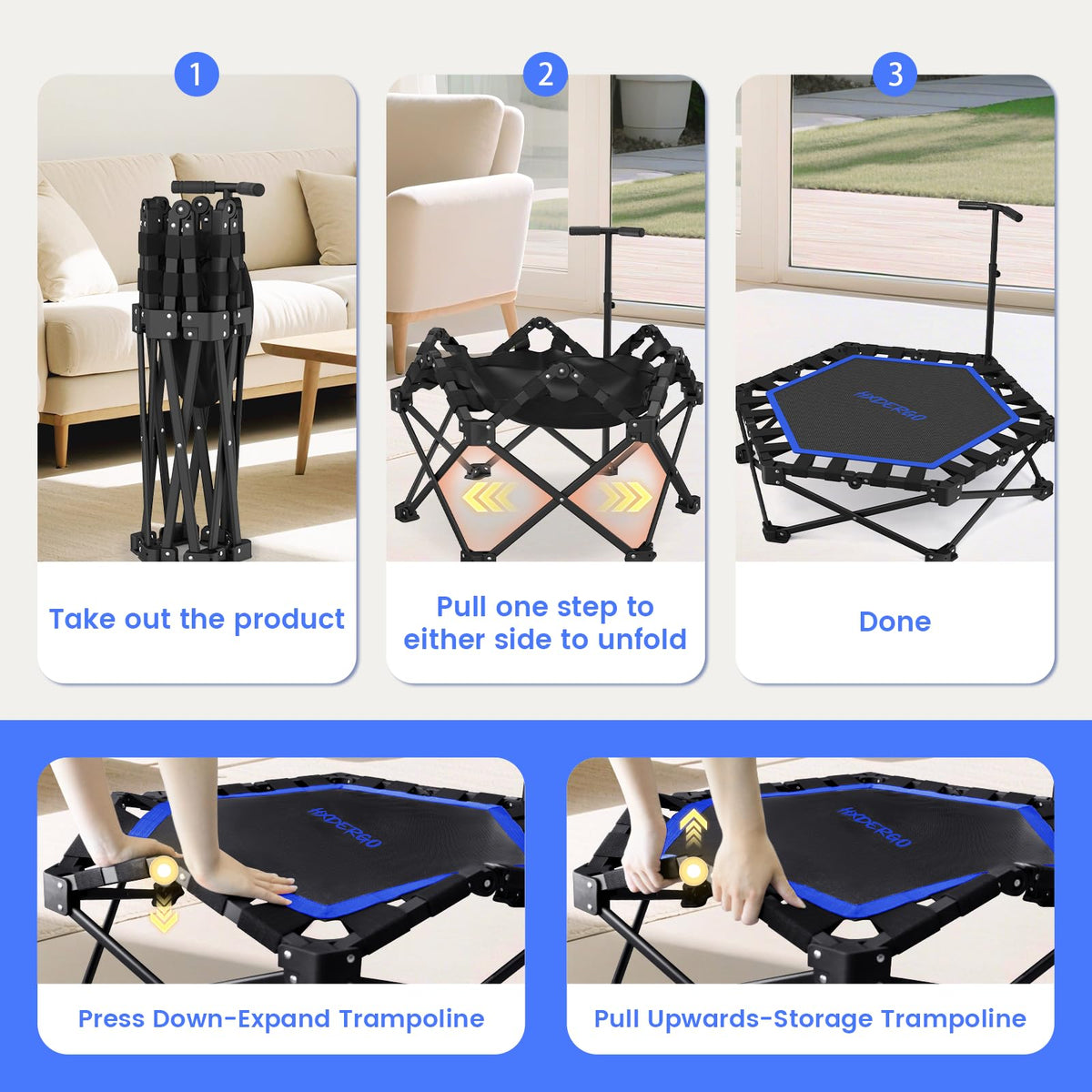 Rebounder Trampoline for Adults with Handle 42 48 - HXD-ERGO Official Imagery - 7