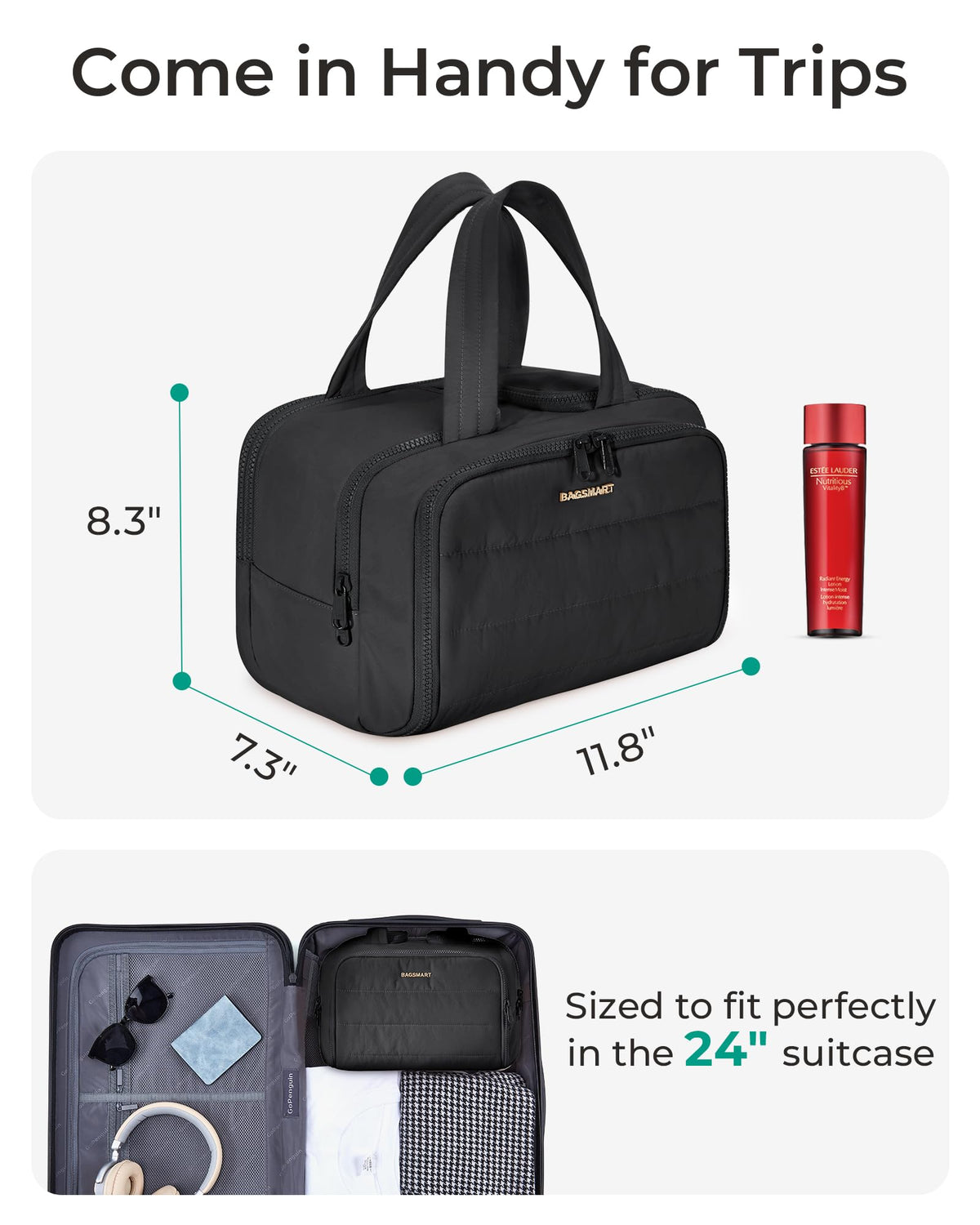 BAGSMART Travel Toiletry Bag Lightweight Large Wide open - BAGSMART Official Imagery - 6