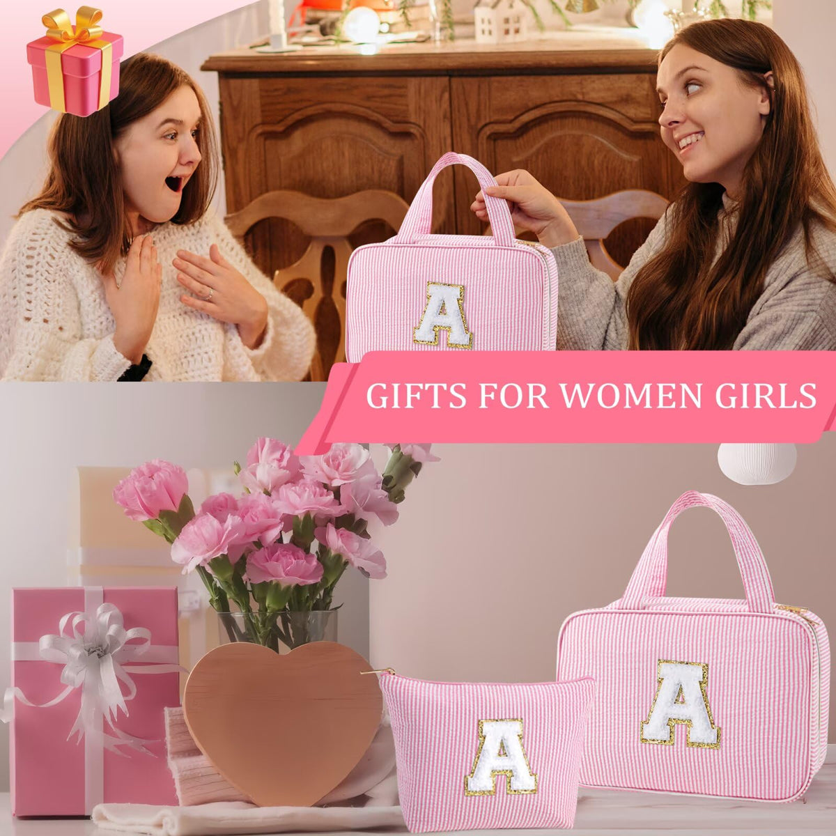 YOOLIFE Initial Toiletry Bag Travel Makeup Bag for Women - YOOLIFE Official Imagery - 8