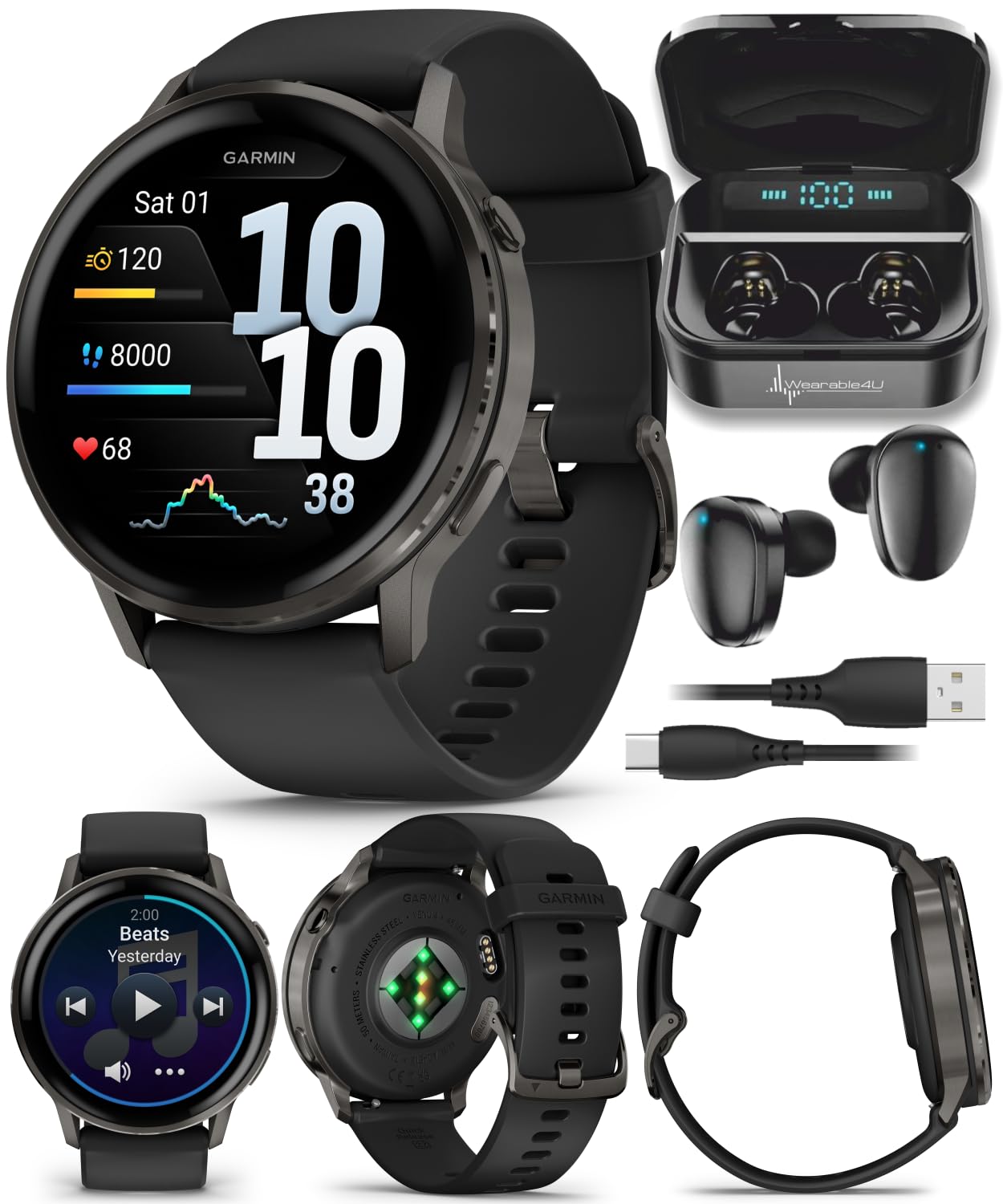 Garmin Venu 4 45mm AMOLED Advanced Health & Fitness GPS Smartwatch, Br - View 1