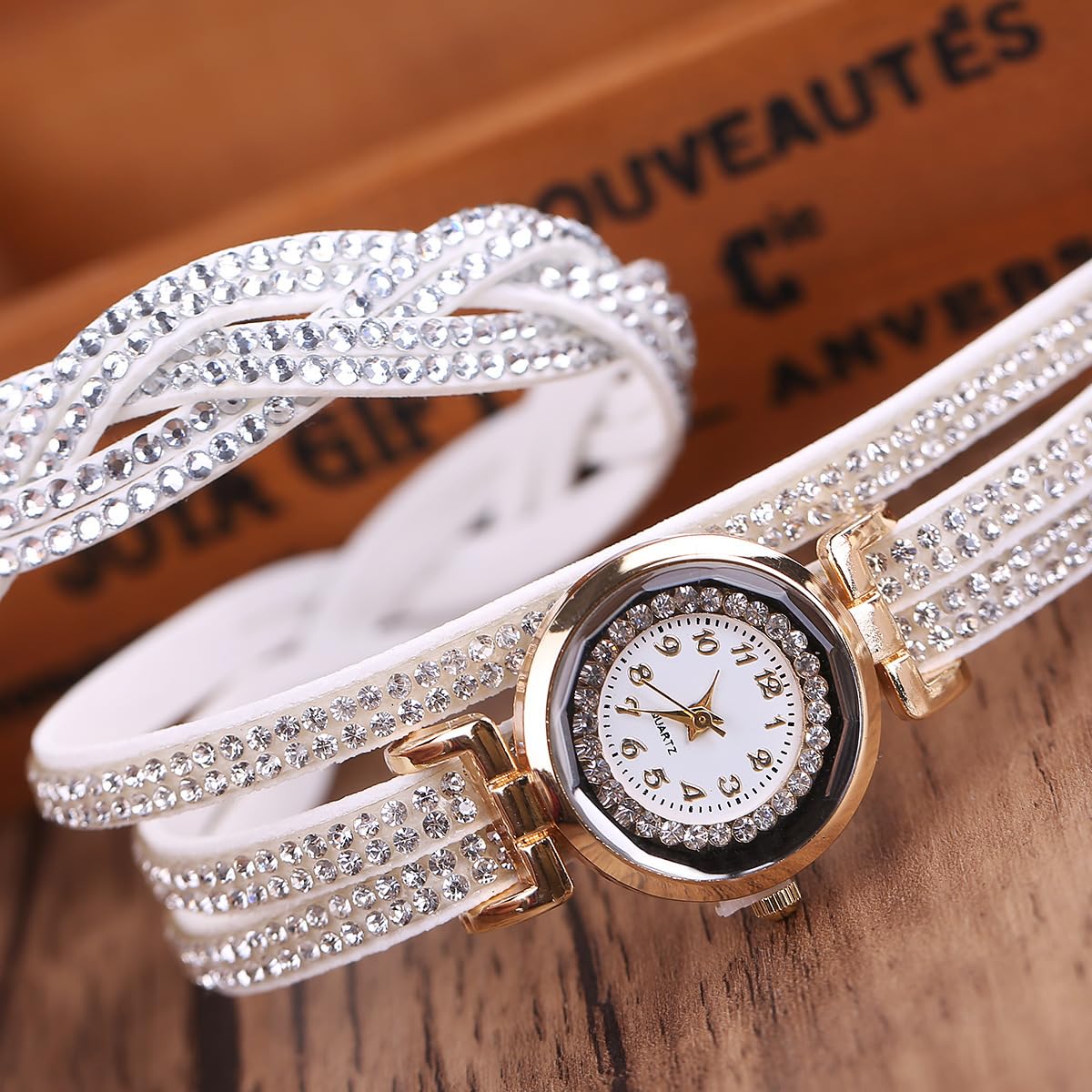 Women Ladies Wholesale 6 Pack Diamond Watch Set Lot Leather - CdyBox Official Imagery - 4