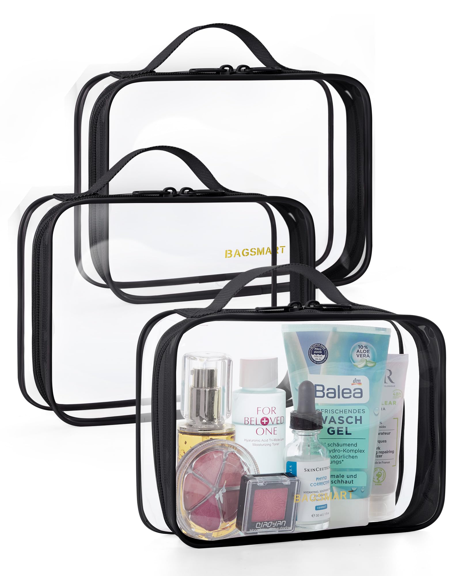 BAGSMART Clear Toiletry Bag 2-Pack TSA Approved Water-Repellent, Black - BAGSMART Official Product View 9