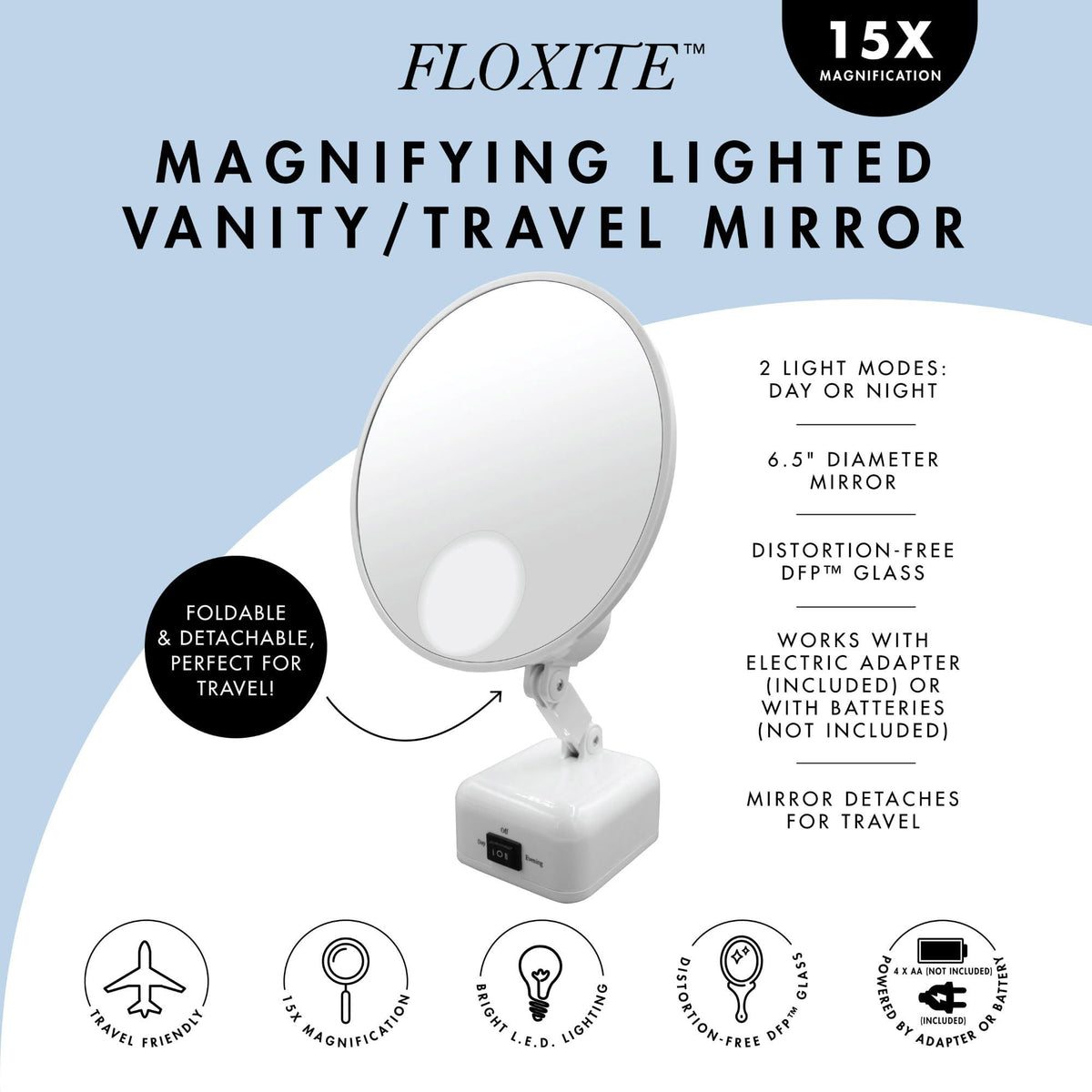 Floxite FL 615 2 15X Magnifying Mirror with Light - Floxite Official Imagery - 4