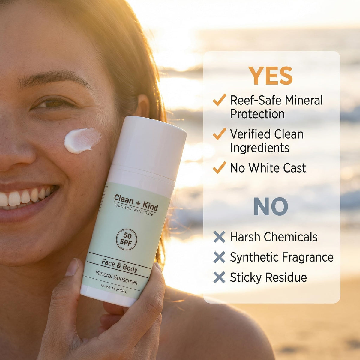 Organic Beef Tallow Sunscreen SPF 50 Zinc Oxide Vanilla - Clean + Kind Official Imagery - 5
