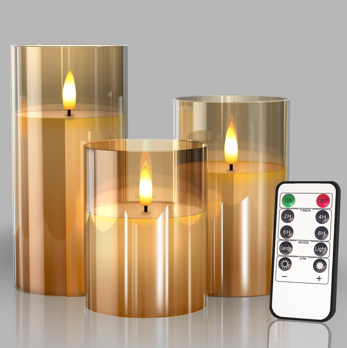 Glass Battery Operated LED Flameless Candles with Remote and - Tyawon Official Imagery - 1