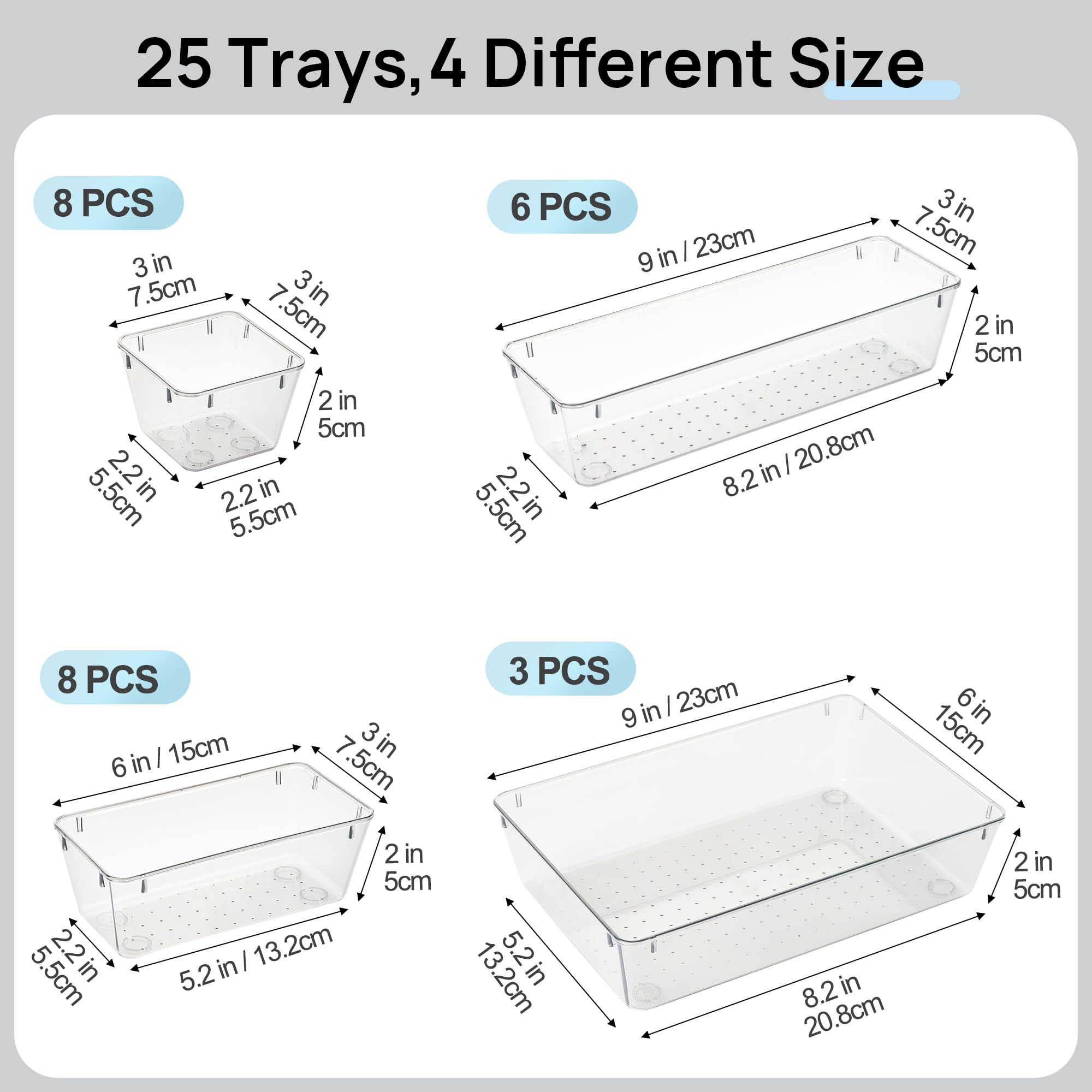 Vtopmart 25 Pack Plastic Drawer Organizers with Non-slip Rubber P by Vtopmart - Angle View 2