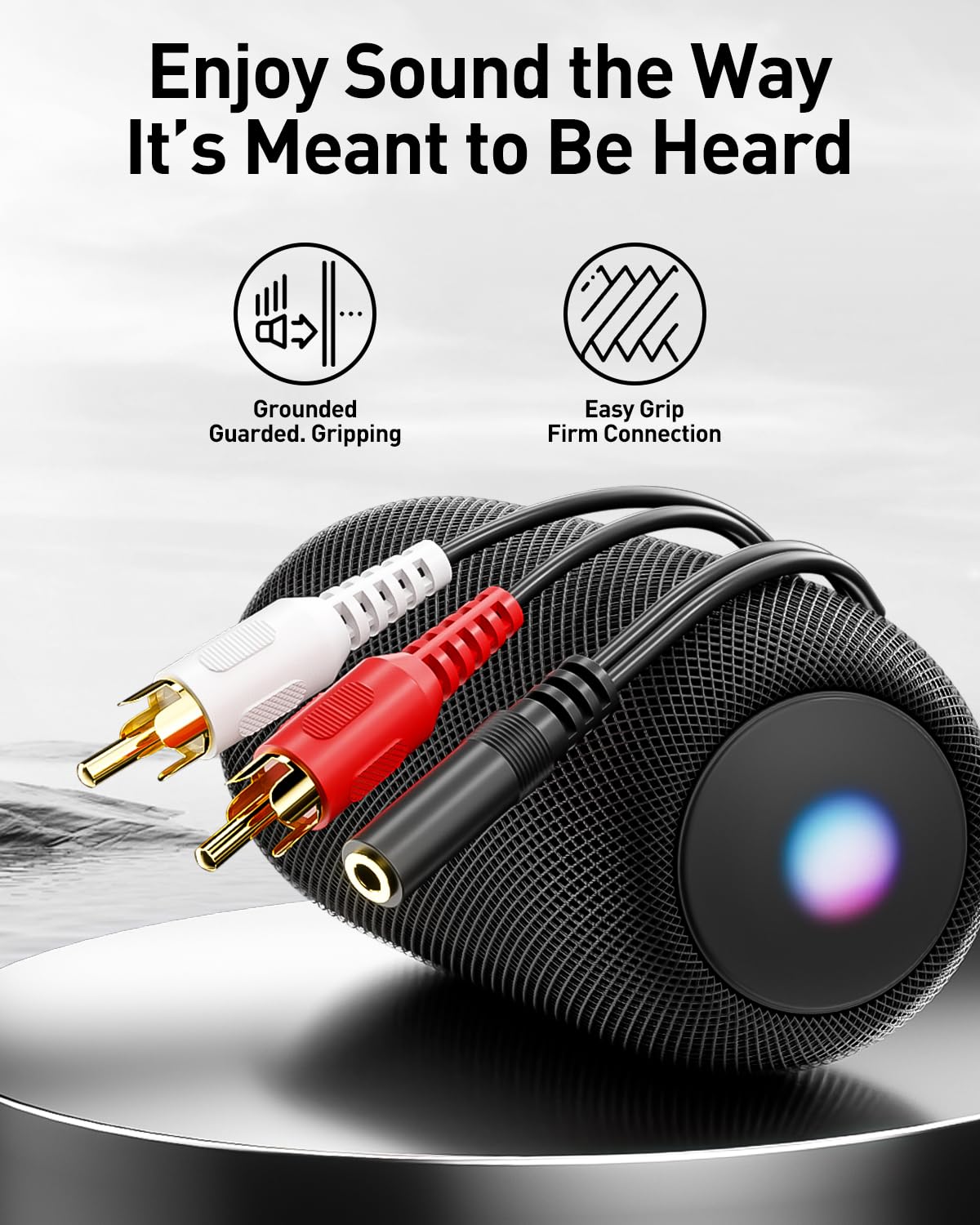 VCE 3.5mm to RCA Splitter, Gold Plated Male Stereo Audio Y Cable, by VCE - Angle View 5