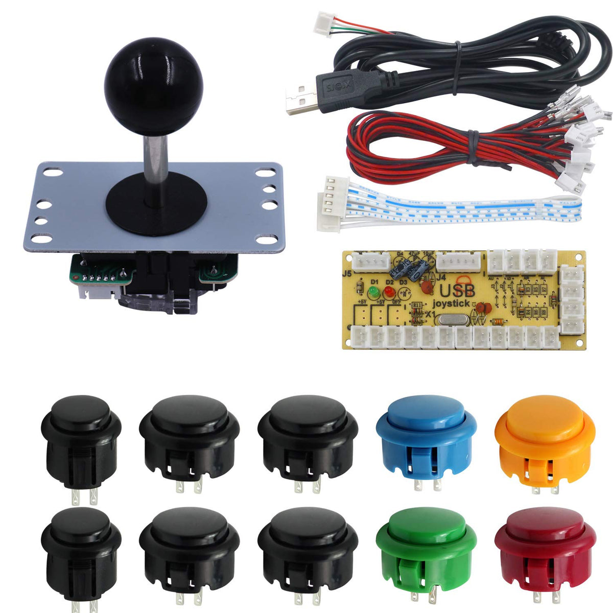 SJJX DIY Arcade Game Button and Joystick Controller Kit for - SJ@JX Official Imagery - 1