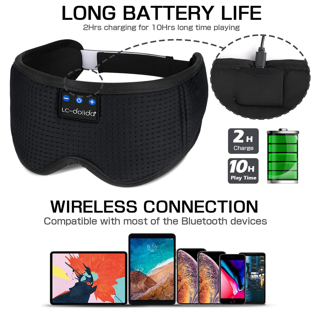Sleep Headphones Sleep Mask with Bluetooth Headphones LC - LC-dolida Official Imagery - 6