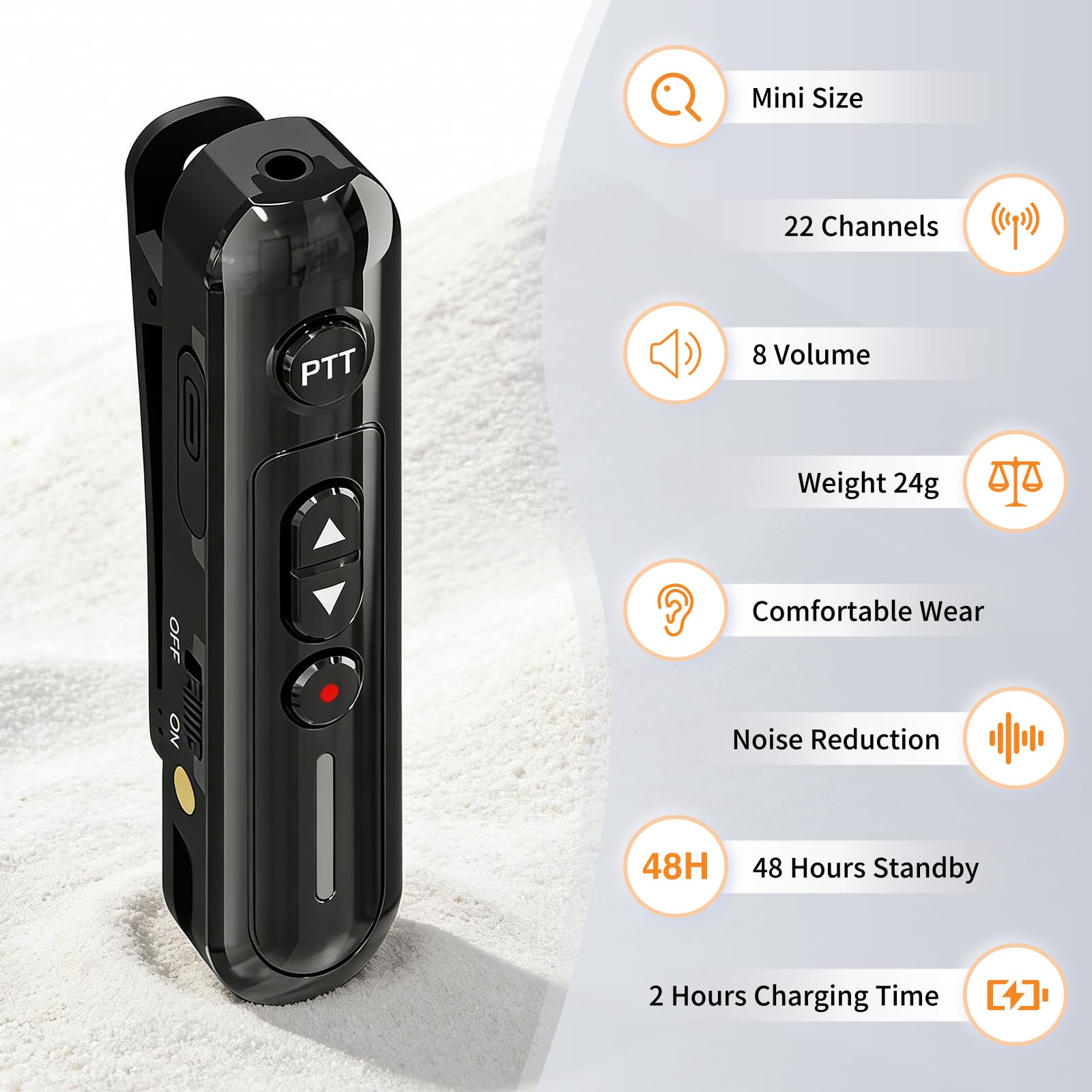 VROESA Super Mini Walkie Talkies Pro Two Way Radio with Earpieces by VROESA - Angle View 5