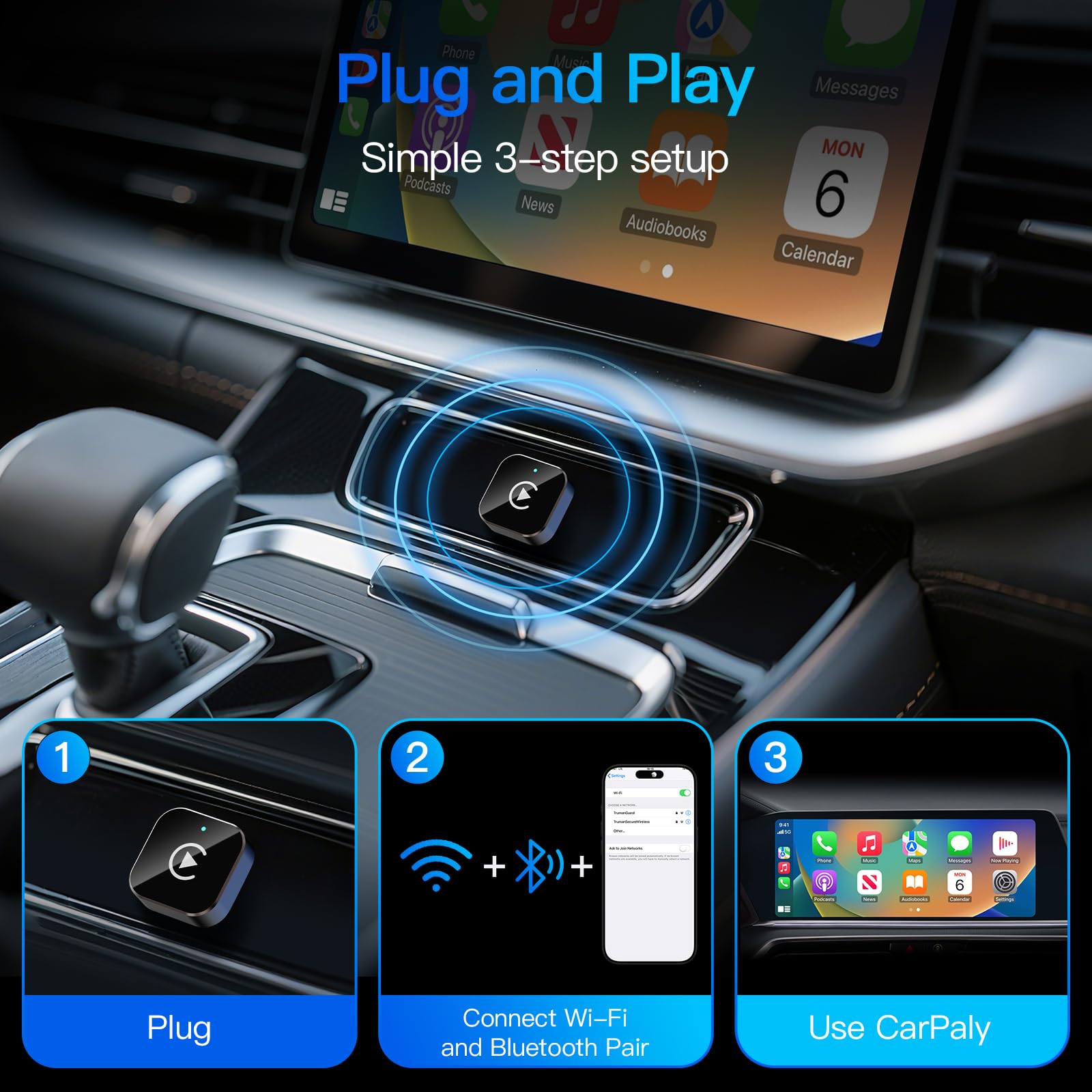 Butook   2 in 1 Wireless CarPlay Adapter for Apple iPhone＆Android by Butook - Angle View 6