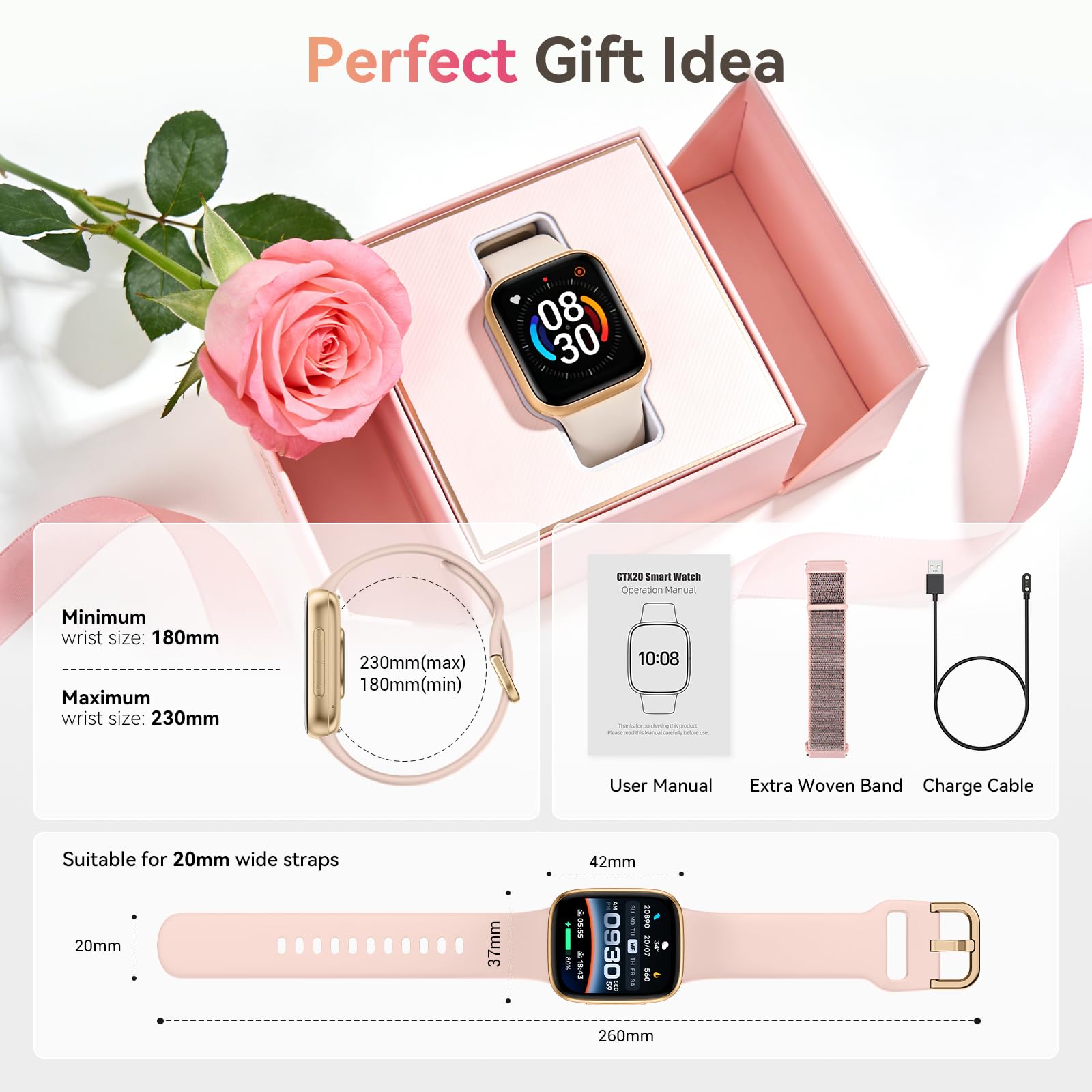 Tensky Smart Watch for Women, Answer/Make Call, 1.85" AMOLED Always-On - View 9