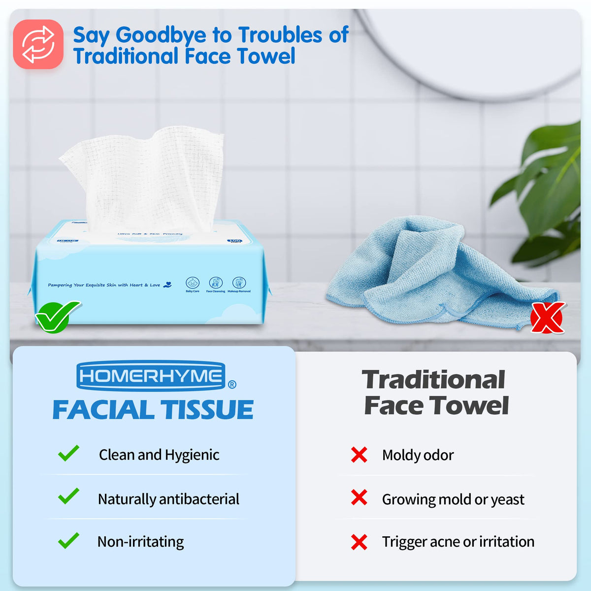 Face Towels 600 Count Disposable Biodegradable Face Towel - HOMERHYME Official Imagery - 6