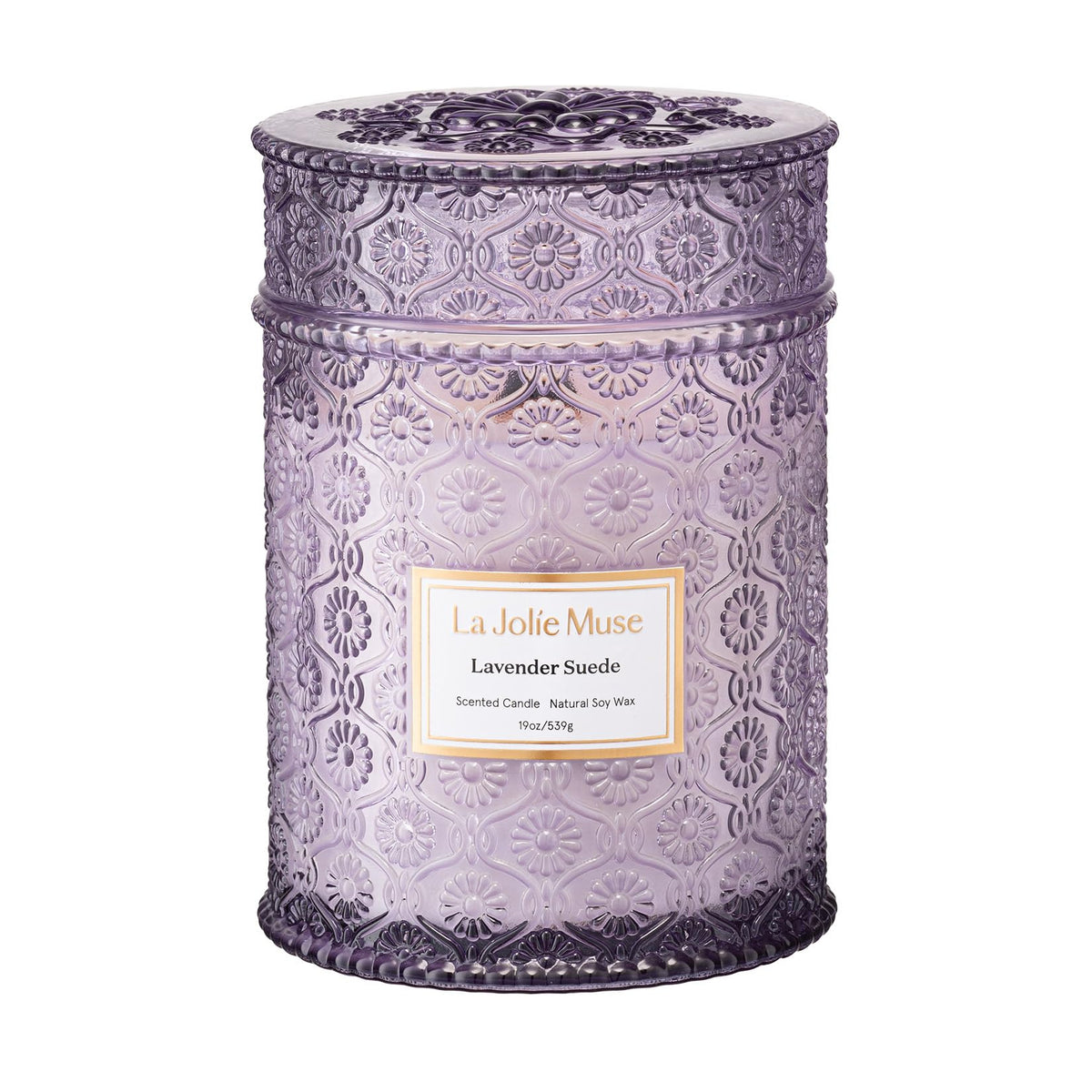 LA JOLIE MUSE Lavender Suede Scented Candles for Home 19 oz - LA JOLIE MUSE Official Imagery - 2