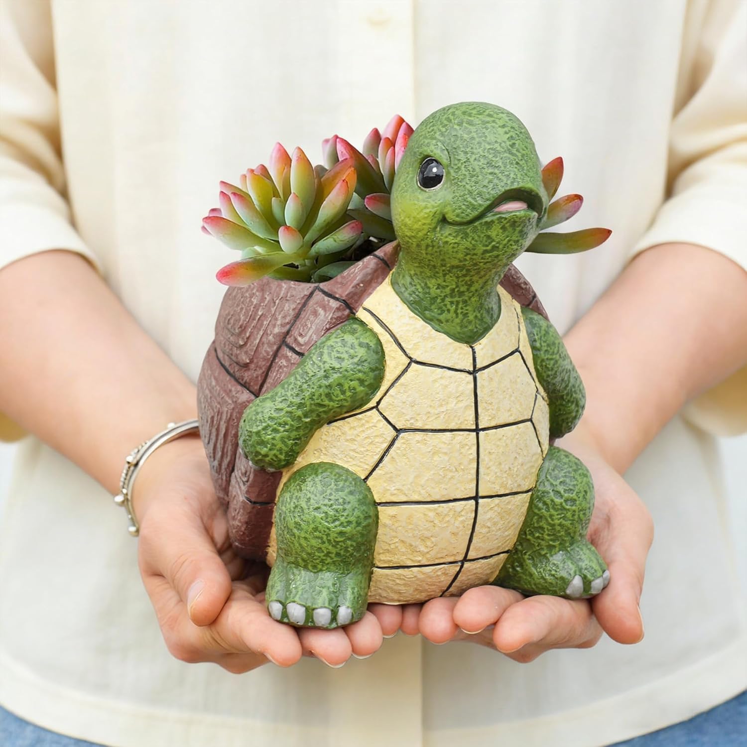 Saysmile cute turtle-shaped succulent planters with drainage for indoor plants, small ceramic pots perfect for succulents and cacti