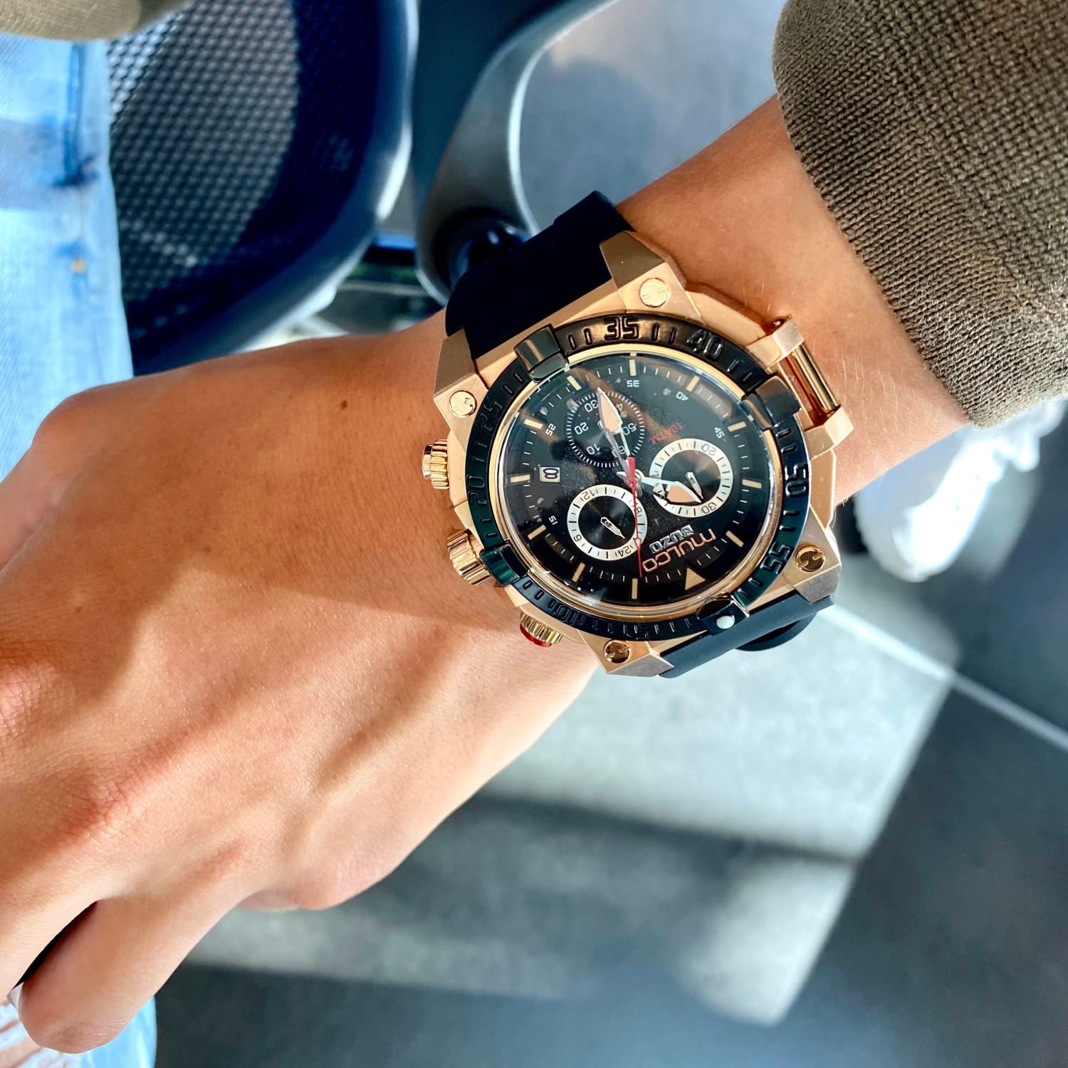 MULCO Viper Men's Sport Watch Black Rose Gold 46mm 10ATM
