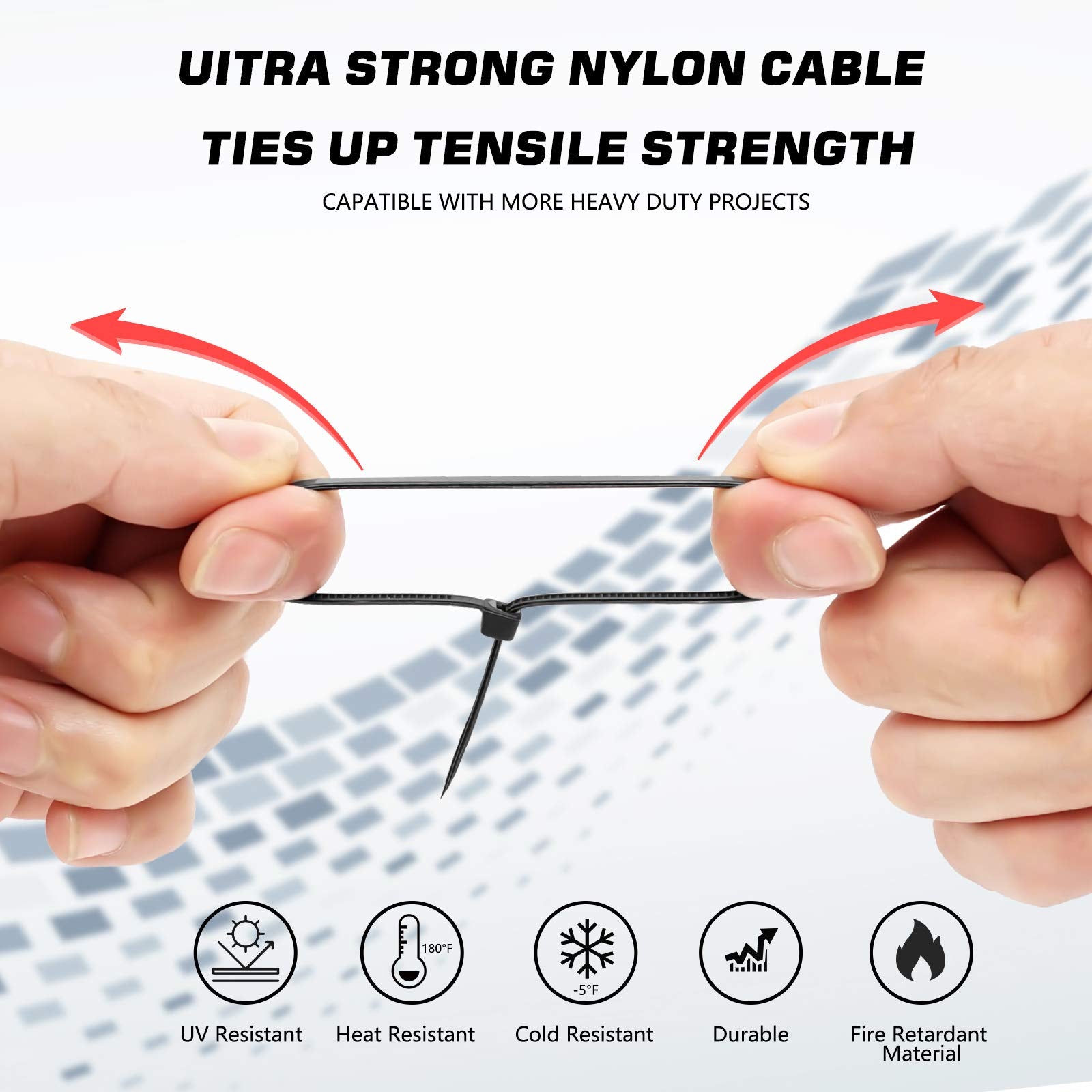 Black nylon cable zip ties, 4-inch self-locking wire ties from HAVE ME TD, used for home, garden, garage, indoor and outdoor.