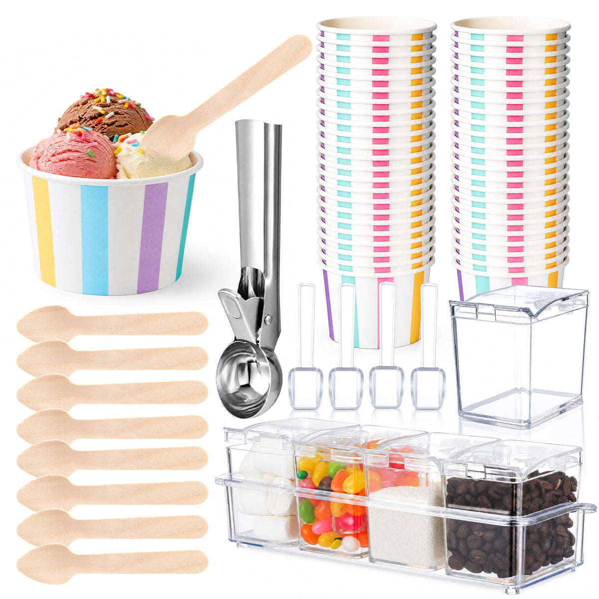 105 Pcs Ice Cream Party Supplies Summer Ice Cream Bar Kit - Yiyiring Official Imagery - 1