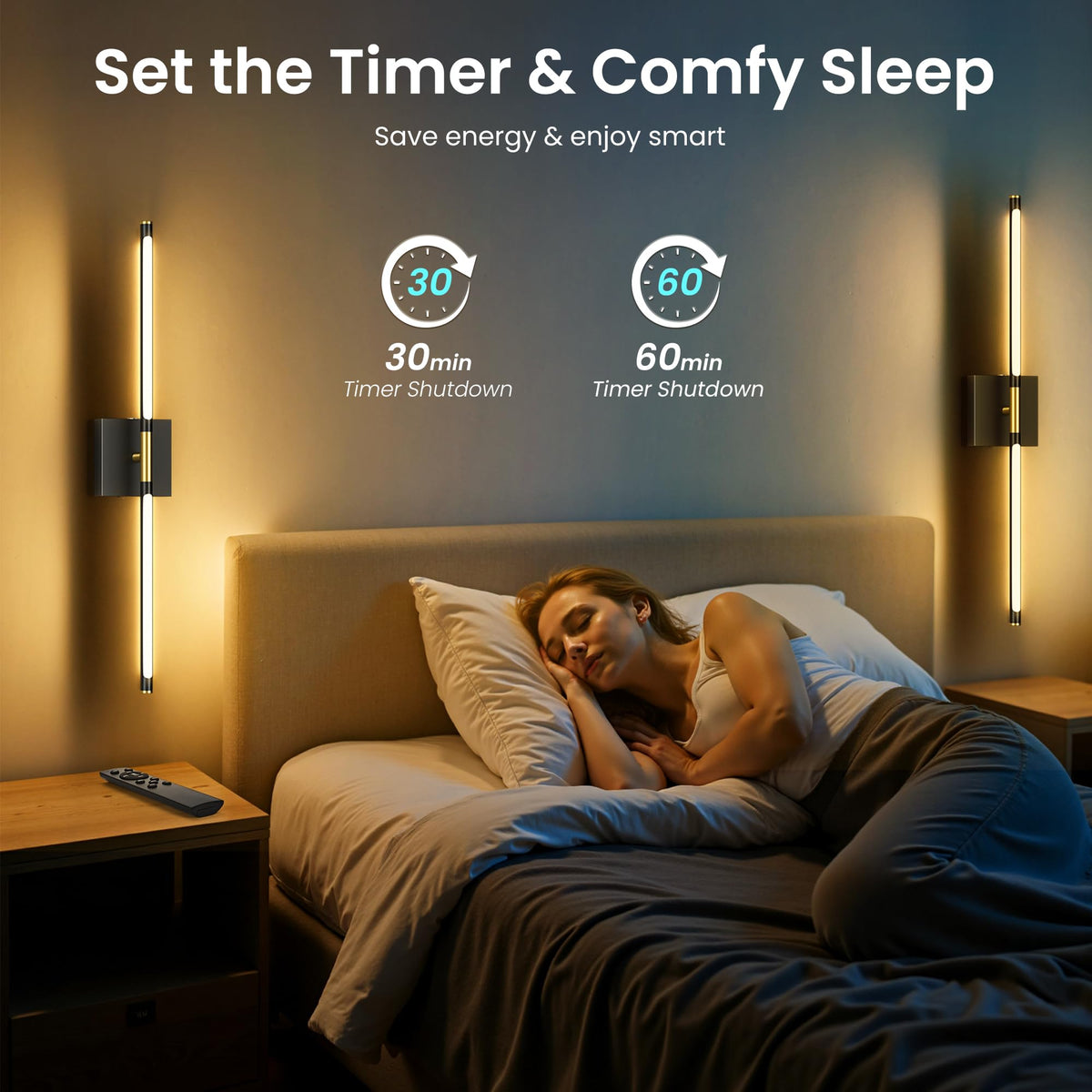 10000mAh Battery Operated Wall Sconces Set of 2 Black Gold - SyncGlow Official Imagery - 8