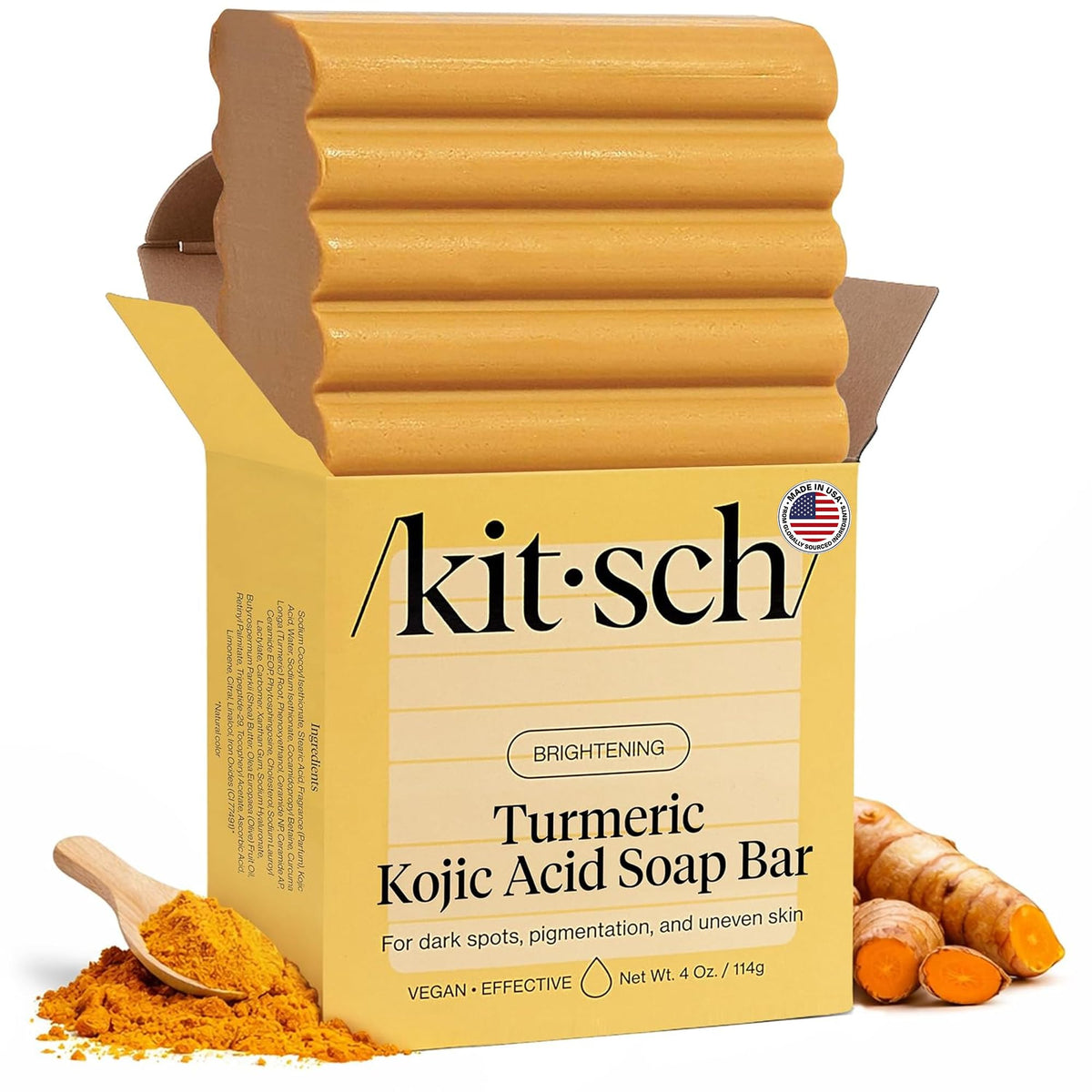 Kitsch Kojic Acid Soap Turmeric Soap Bar Made in USA 4 oz - Kitsch Official Product Imagery - 1