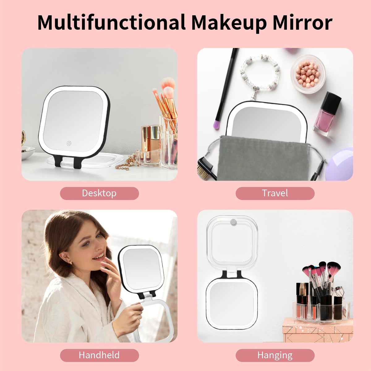 7 Travel Makeup Mirror with Lights 1X 10X Magnifying Vanity - DESCHEN Official Imagery - 4