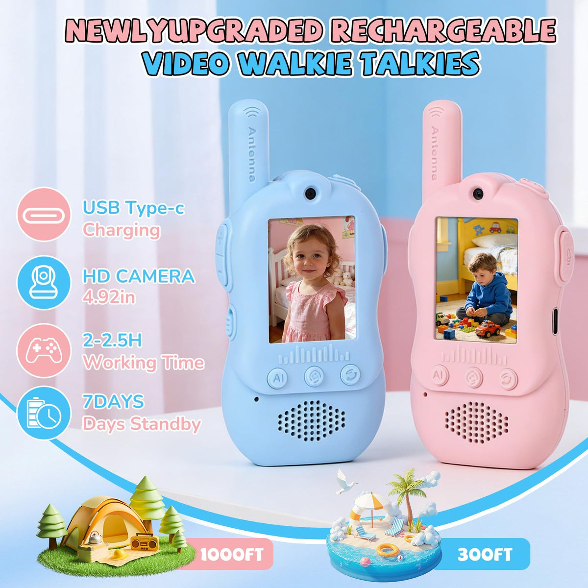 Video Walkie Talkies for Kids with 4 Voice Changers 3 Video - kenvc Official Imagery - 8