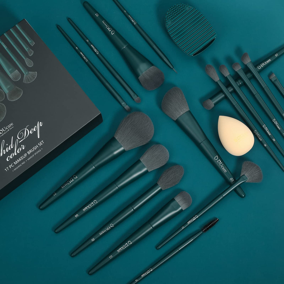 DUcare Makeup Brushes Set 17 Pcs with Brush Cleaning Mat and - DUcare Official Imagery - 7