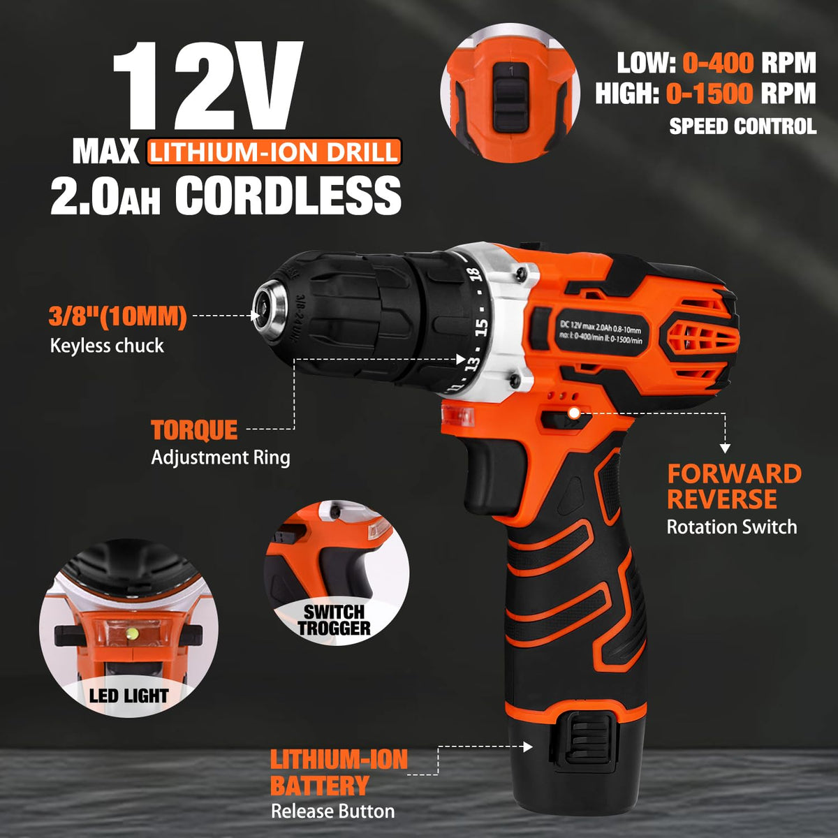 255 Piece Home Tool Kit with 12V Cordless Drill and Drawer - Thatool Official Imagery - 5