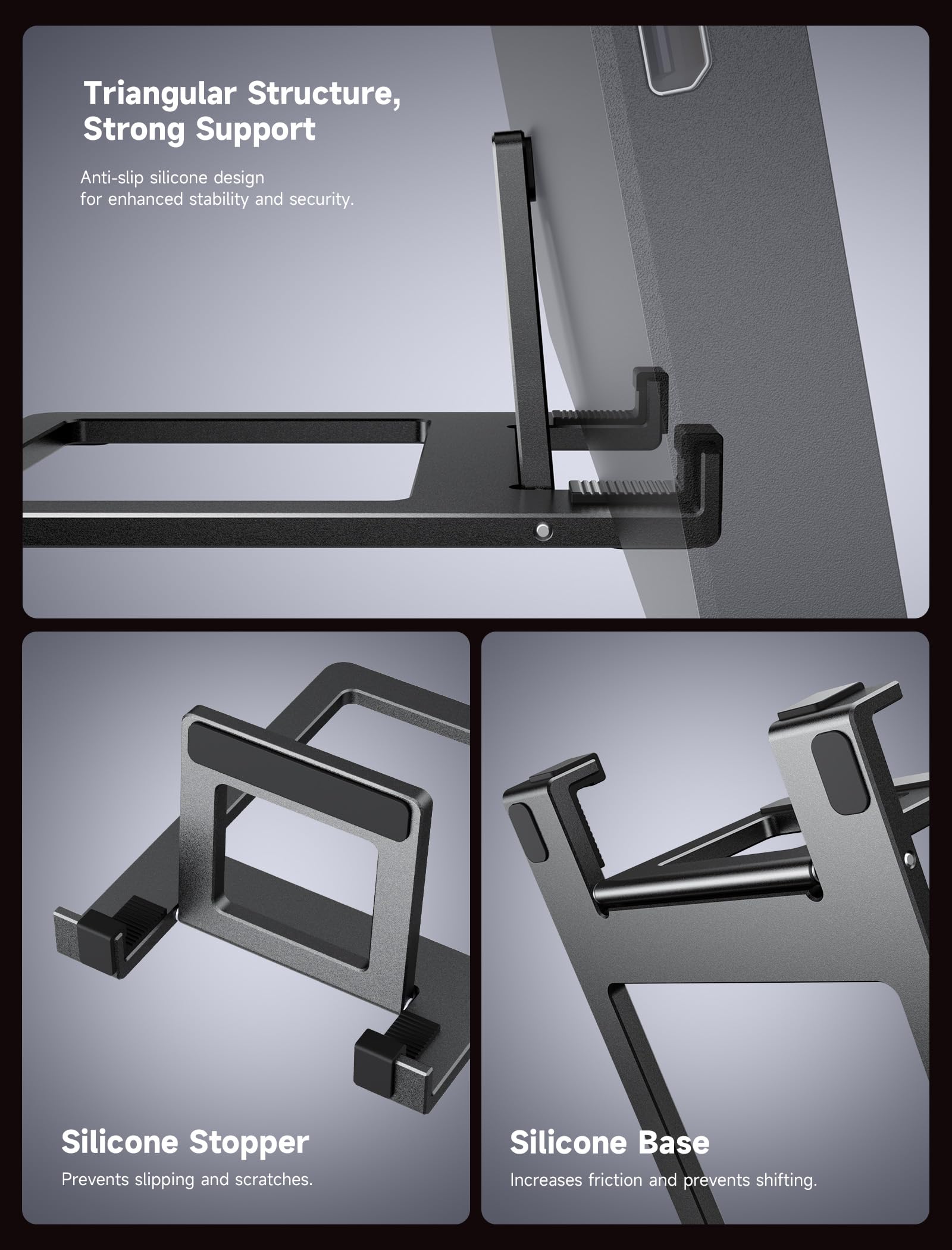 JSAUX portable monitor stand supporting 13.5, 15.6, and 16-inch flat screen displays for FlipGo and other laptops.