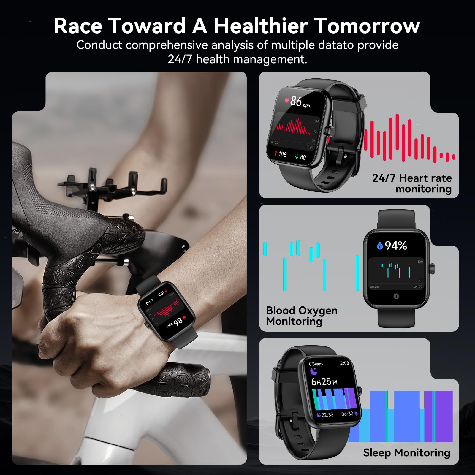 BOOOMIC Smart Watch with Alexa Built-in, 1.83" HD Touchscreen Fitness - View 4